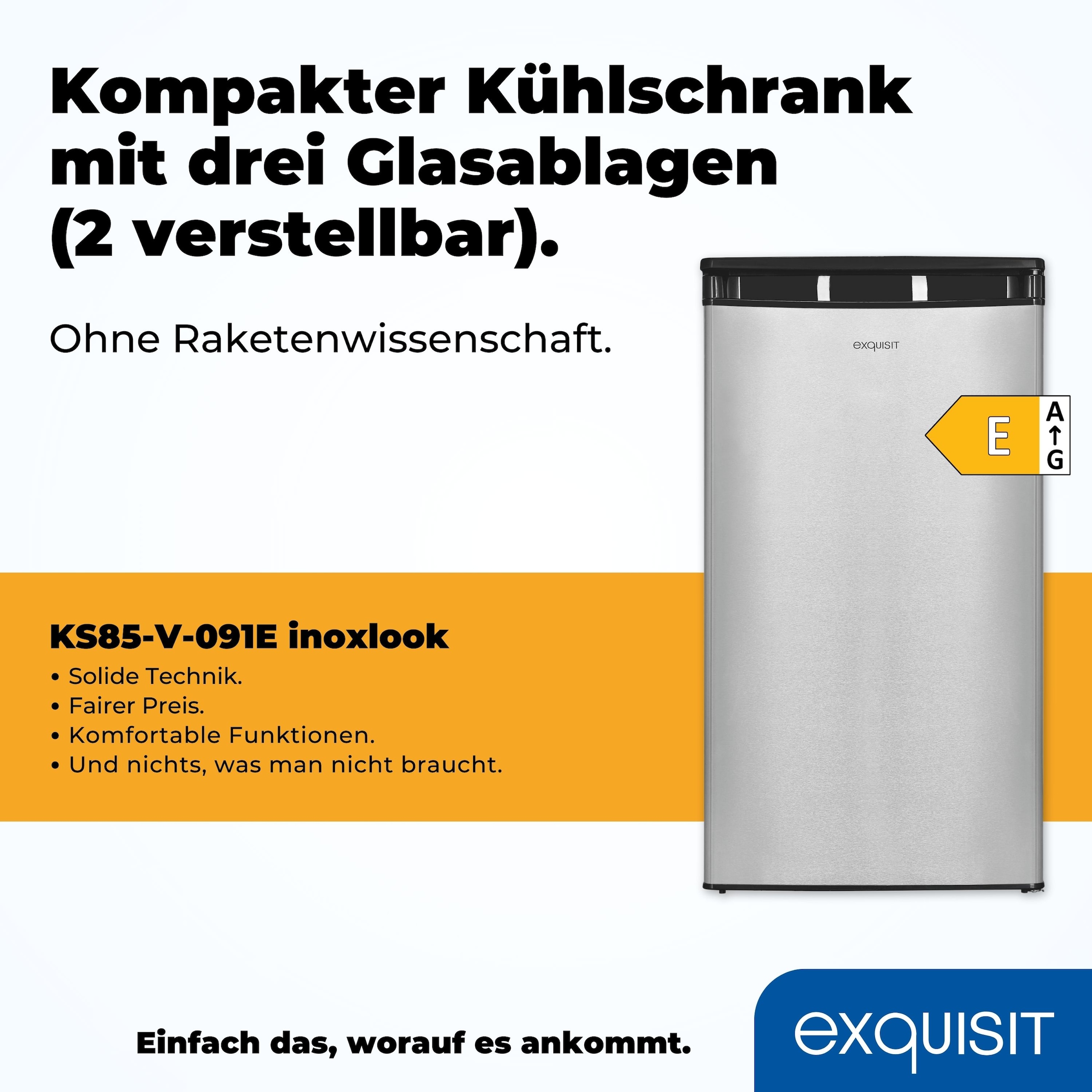 exquisit Vollraumkühlschrank »KS85-V-091E«, 76 L Volumen