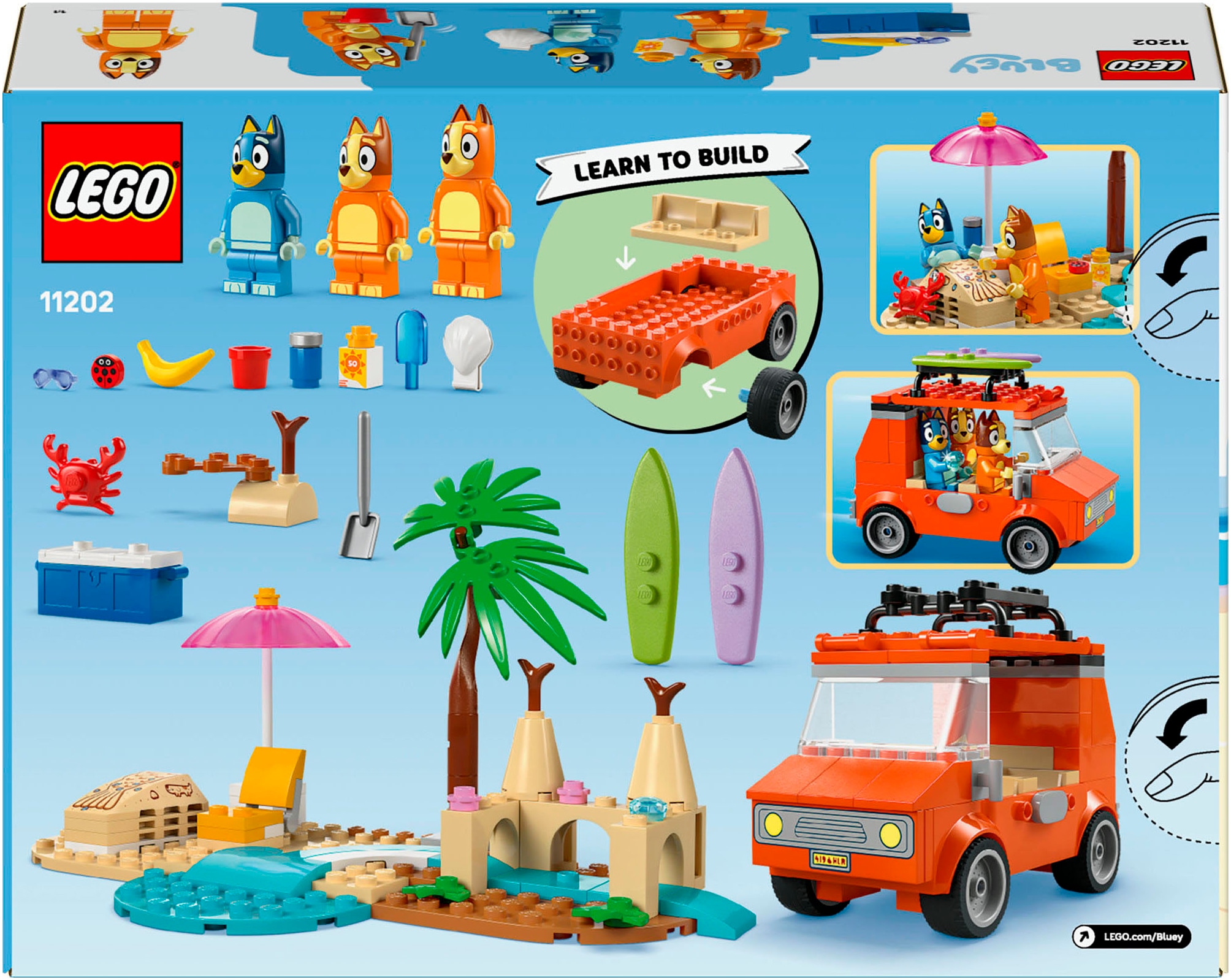 LEGO® Konstruktionsspielsteine »Blueys Strandausflug (11202), LEGO Bluey«, (133 St.), Made in Europe