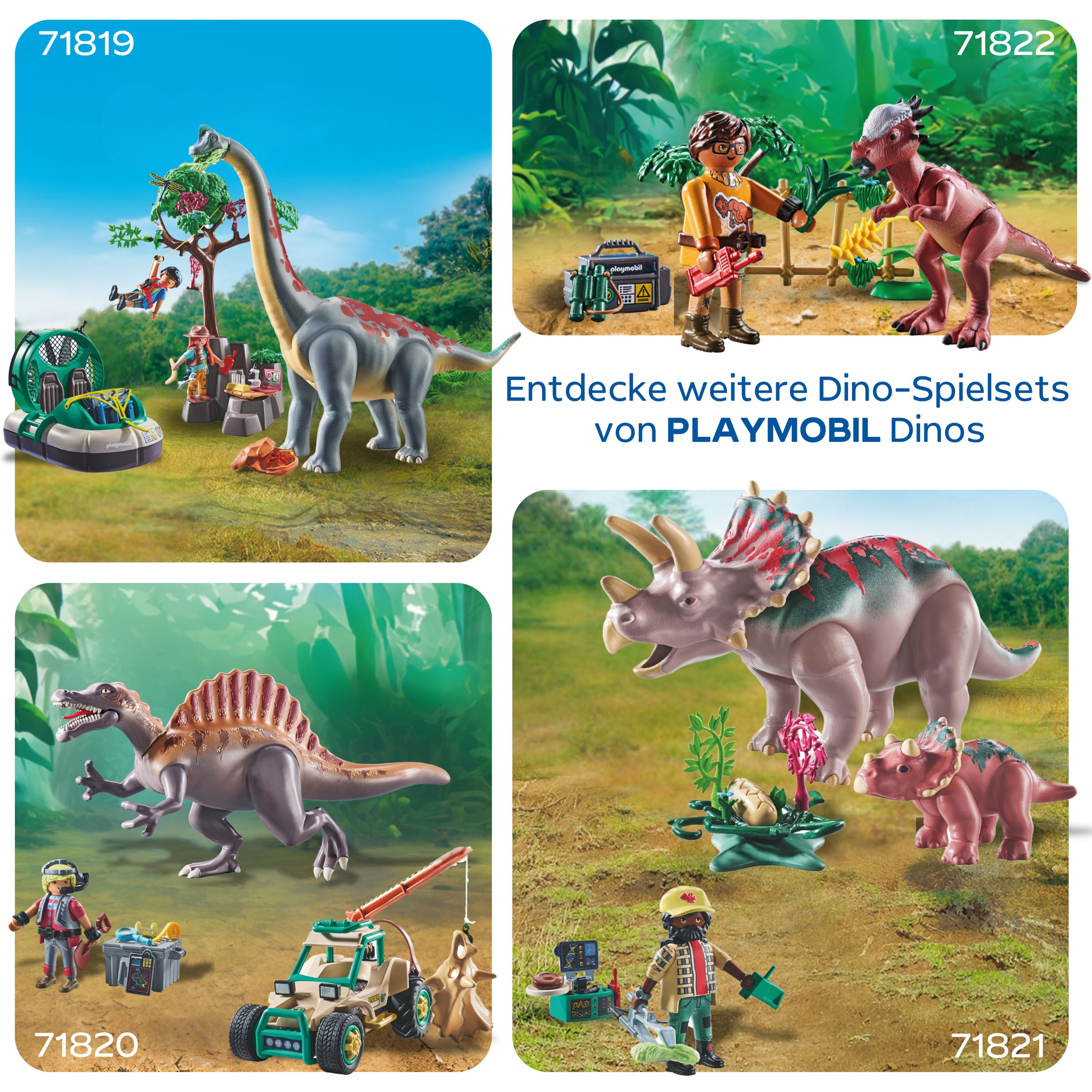 Playmobil® Konstruktions-Spielset »Triceratops mit Jungtier (71821), Playmobil Dinos«, (29 St.)