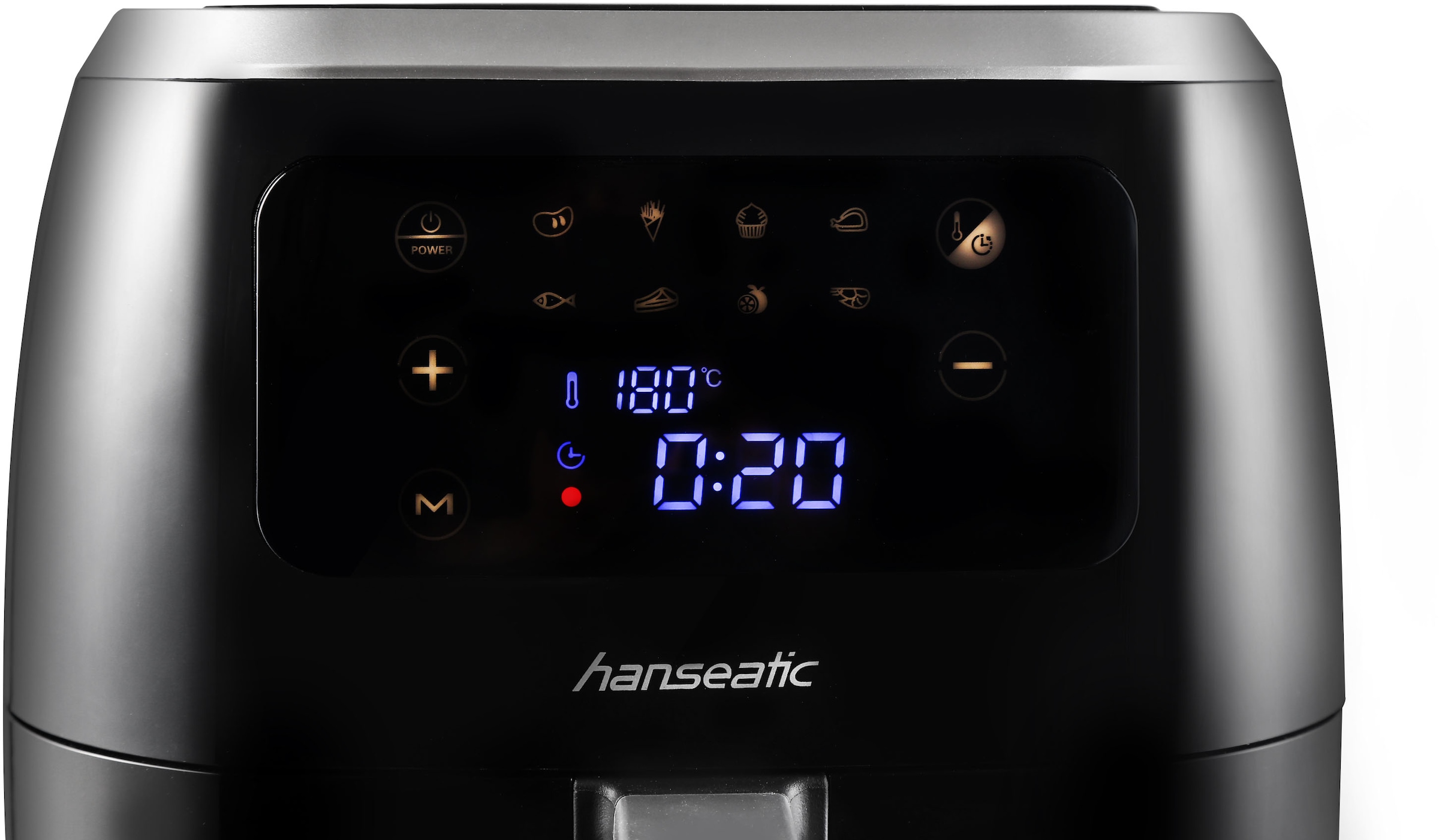 Hanseatic Heißluftfritteuse »HFH1800-6BD, XXL 6 L, Dörrfunktion,«, 1800 W, Touchdisplay, 8 voreingestellte Programme
