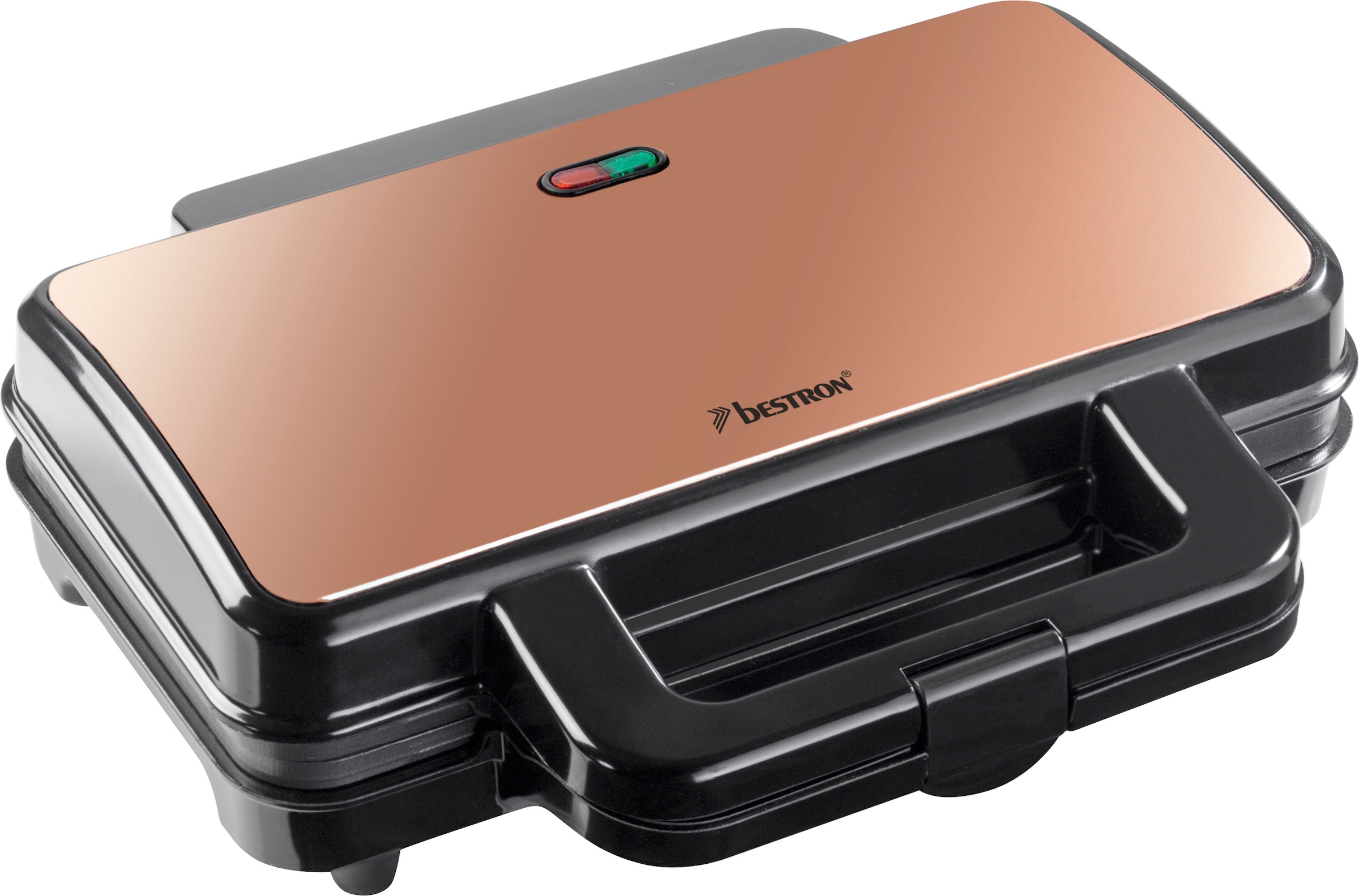 bestron Sandwichmaker »ASM90XLCO XL Sandwich-Toaster«, 900 W, antihaftbeschichtet, für 2 Sandwiches, Schwarz/Kupfer