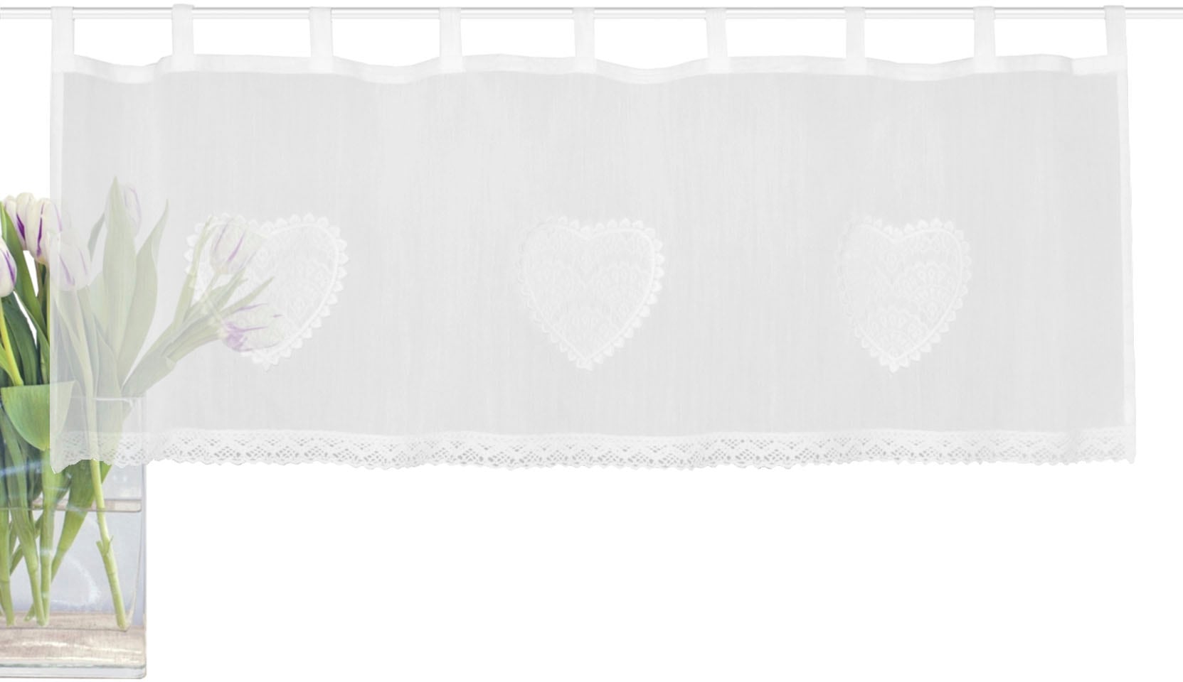 HOME WOHNIDEEN Scheibengardine »CORAZON«, (1 St.), Cafehaus Batist, bestickt