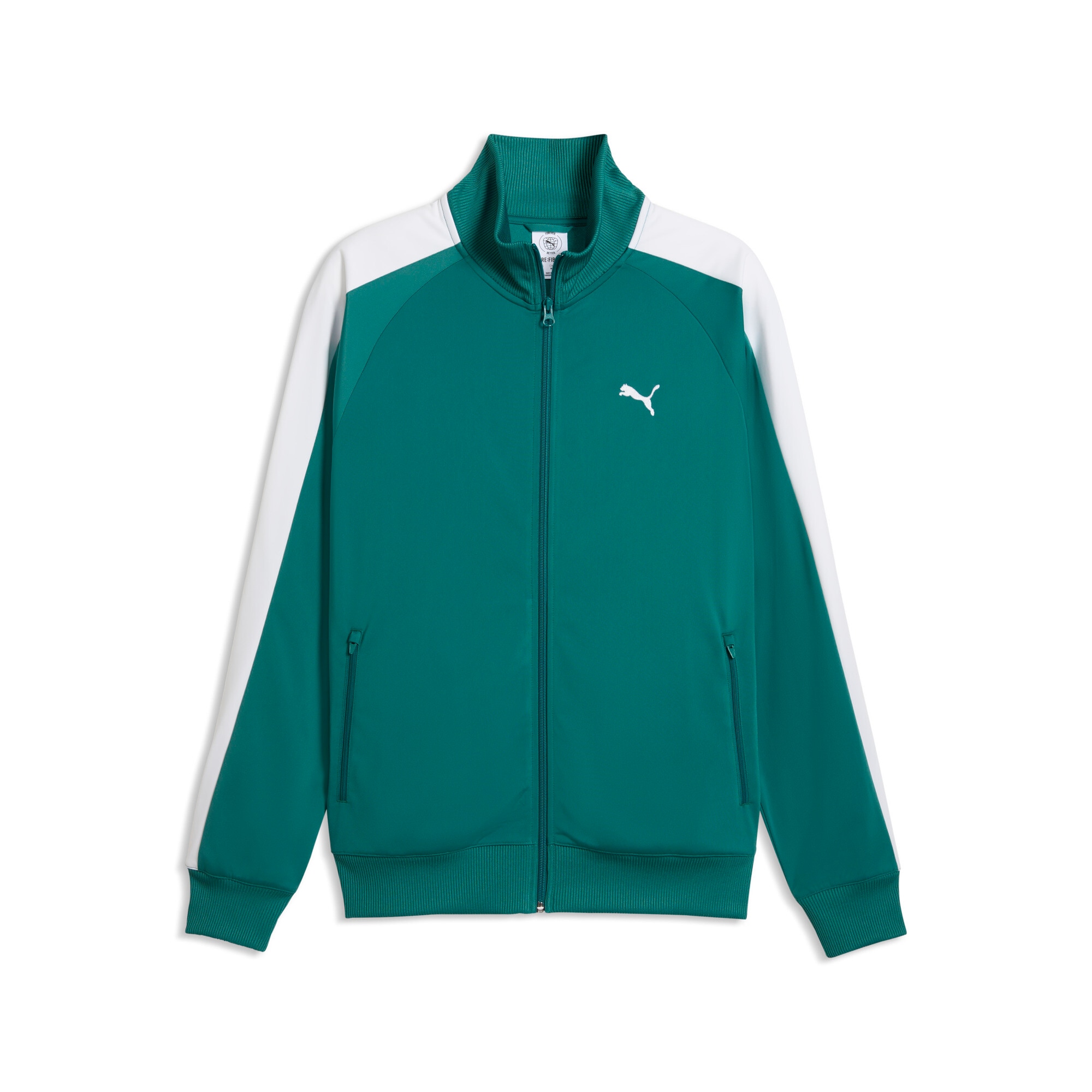PUMA Trainingsjacke »T7 FOUNDATION POLY TRACK JACKET« ohne Kapuze mit Stehkragen, mit Reißverschlusstaschen, Regular Fit