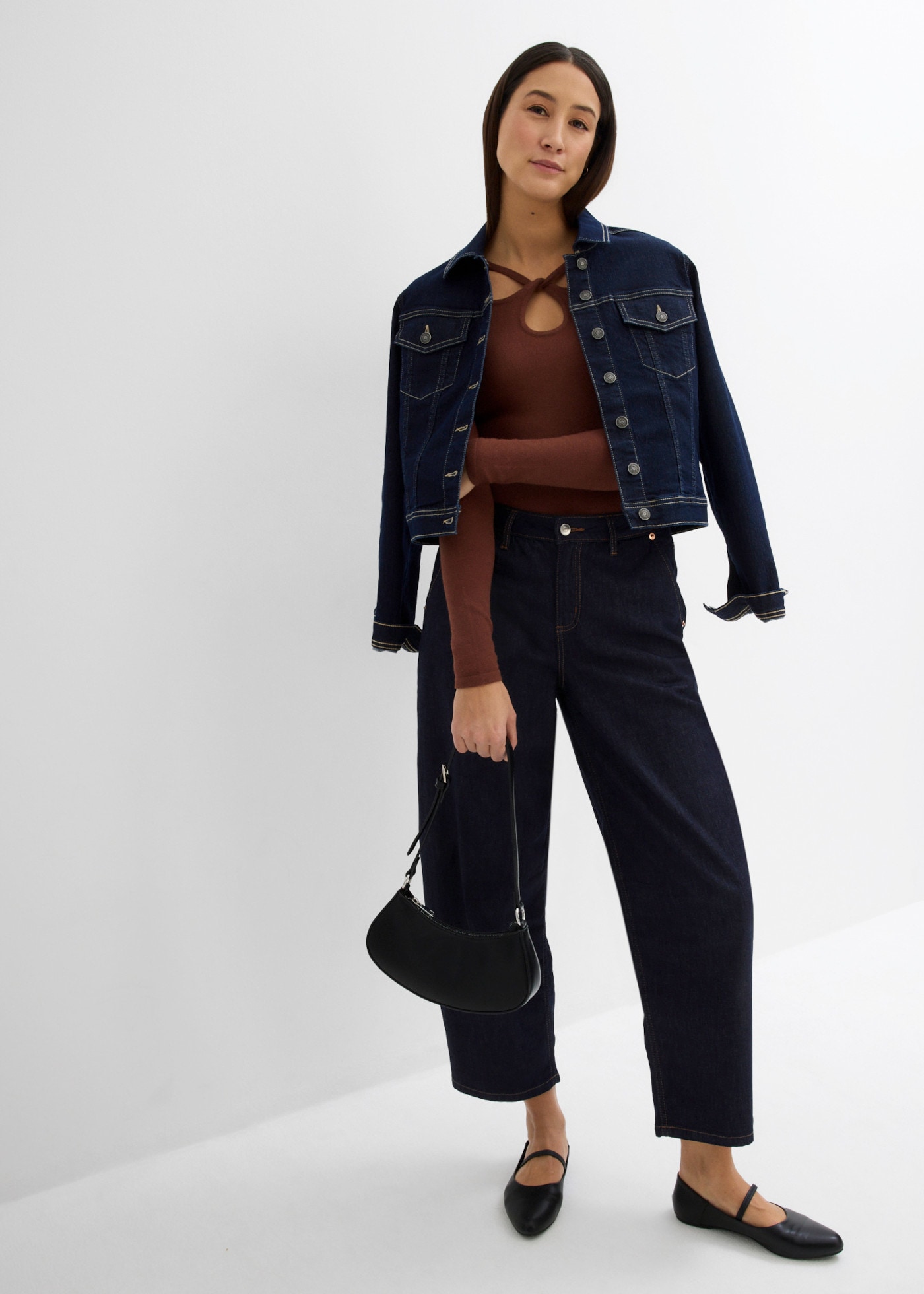 bonprix Stretch-Jeans mit Stretch-Anteil, lockere Passform, verkürzte Balloon Leg