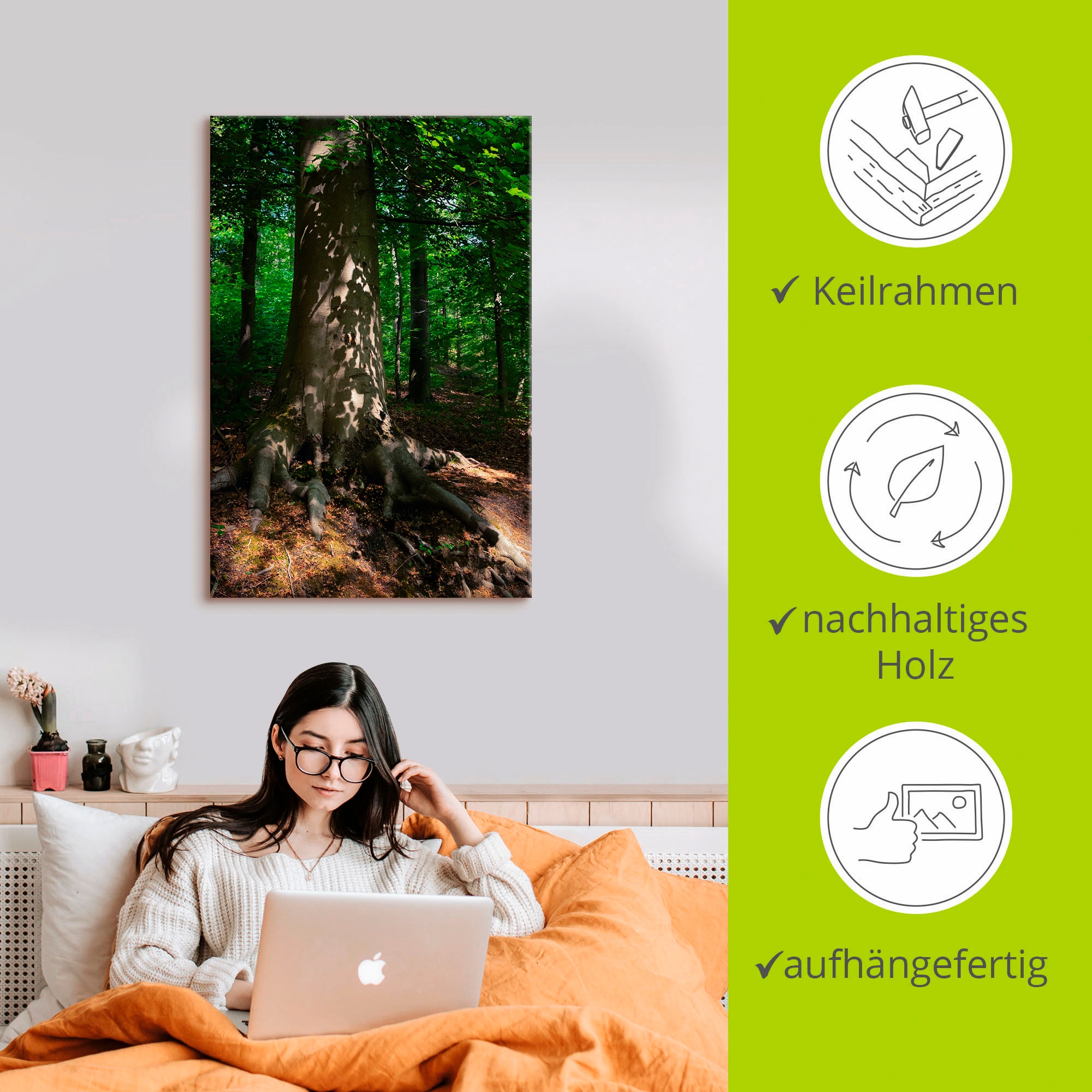 Artland Wandbild »Waldimpression«, Baumbilder, (1 St.), als Leinwandbild, Poster in verschied. Größen