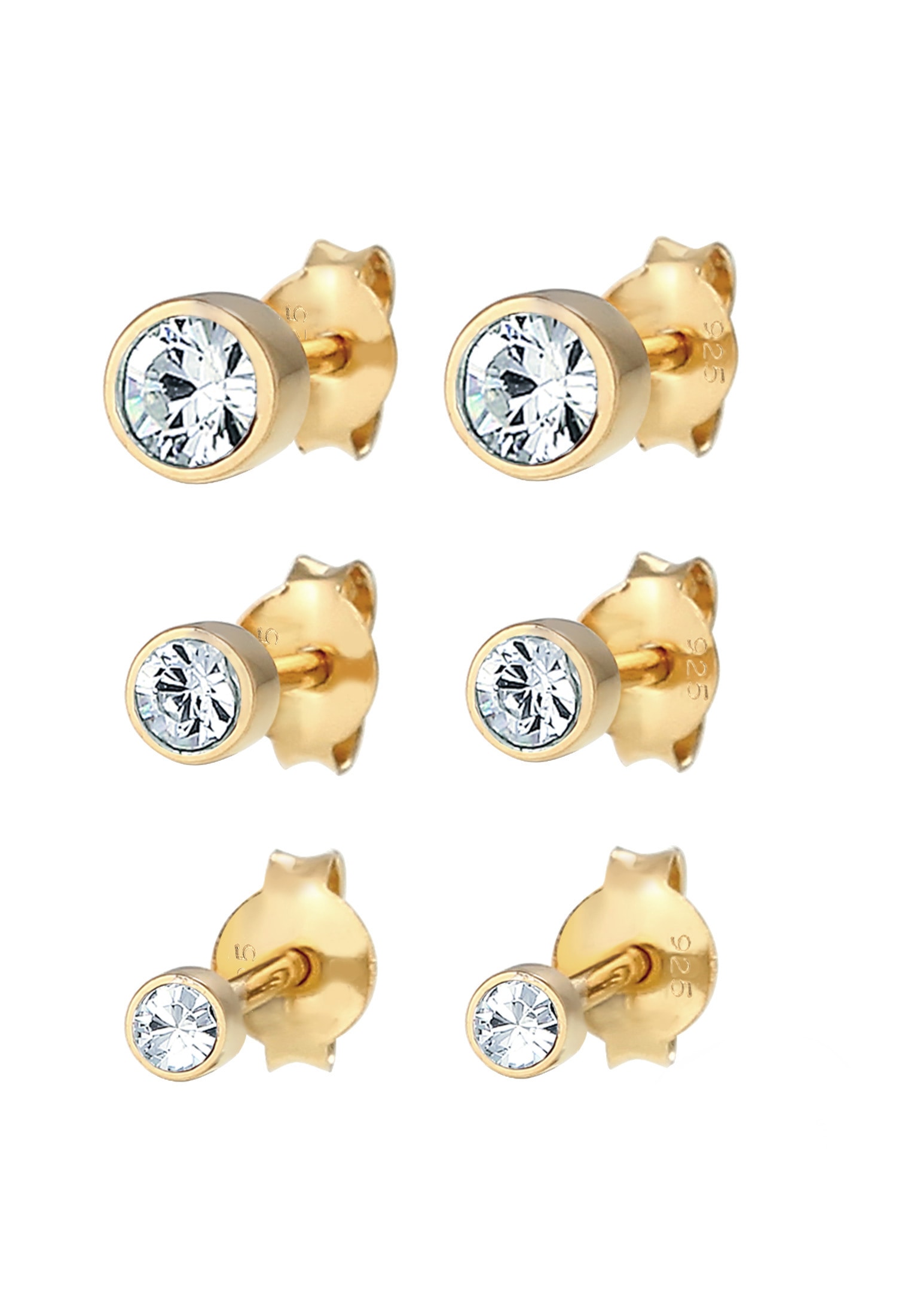 Elli Ohrstecker-Set »Ohrringe Stecker Kristalle (3 tlg) 925 Silber«