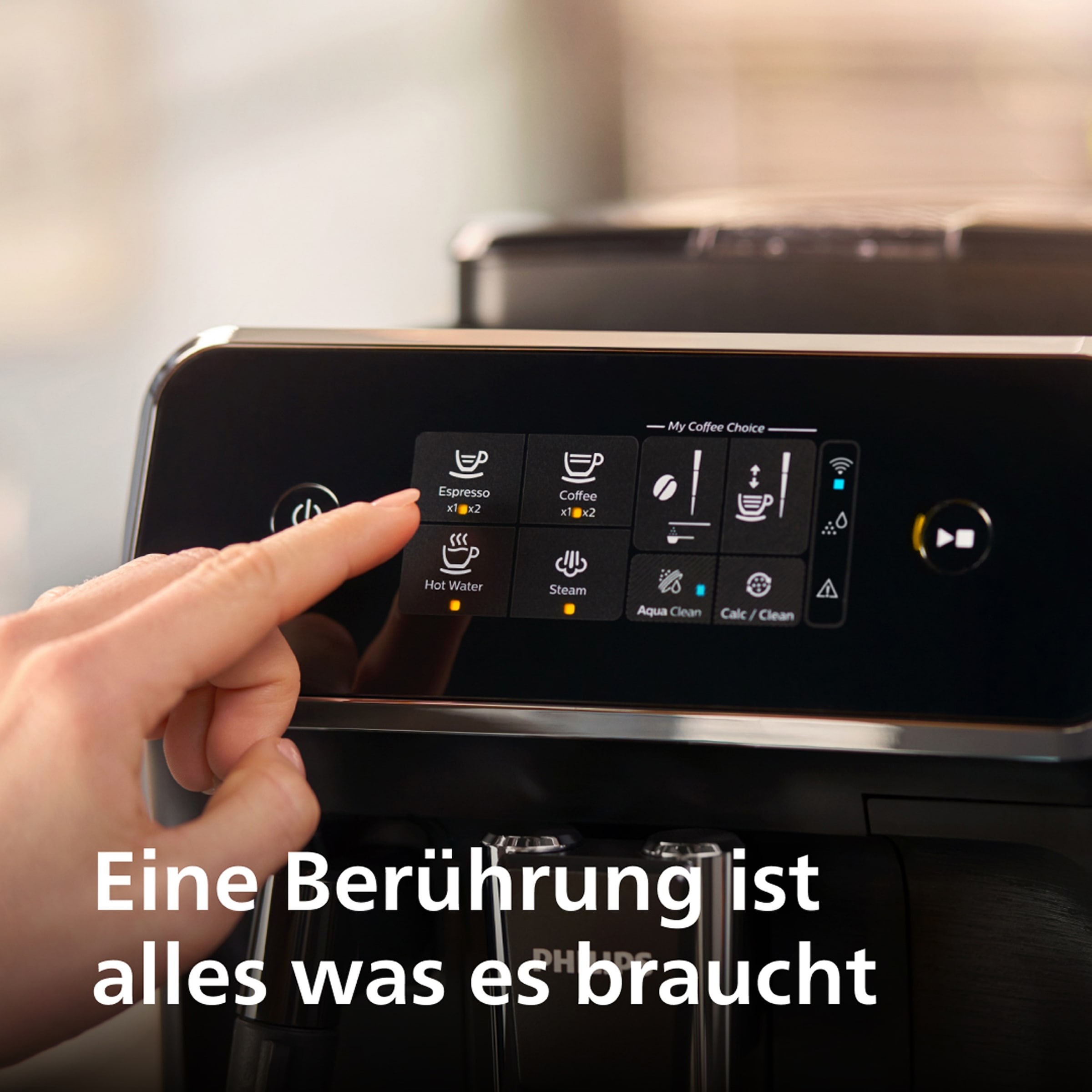 Philips Kaffeevollautomat »EP2225/10 2200 Series, mit 2 leckeren Kaffeespezialitäten,«, klassischem Milchaufschäumer und SensorTouch Oberfläche; Schwarz