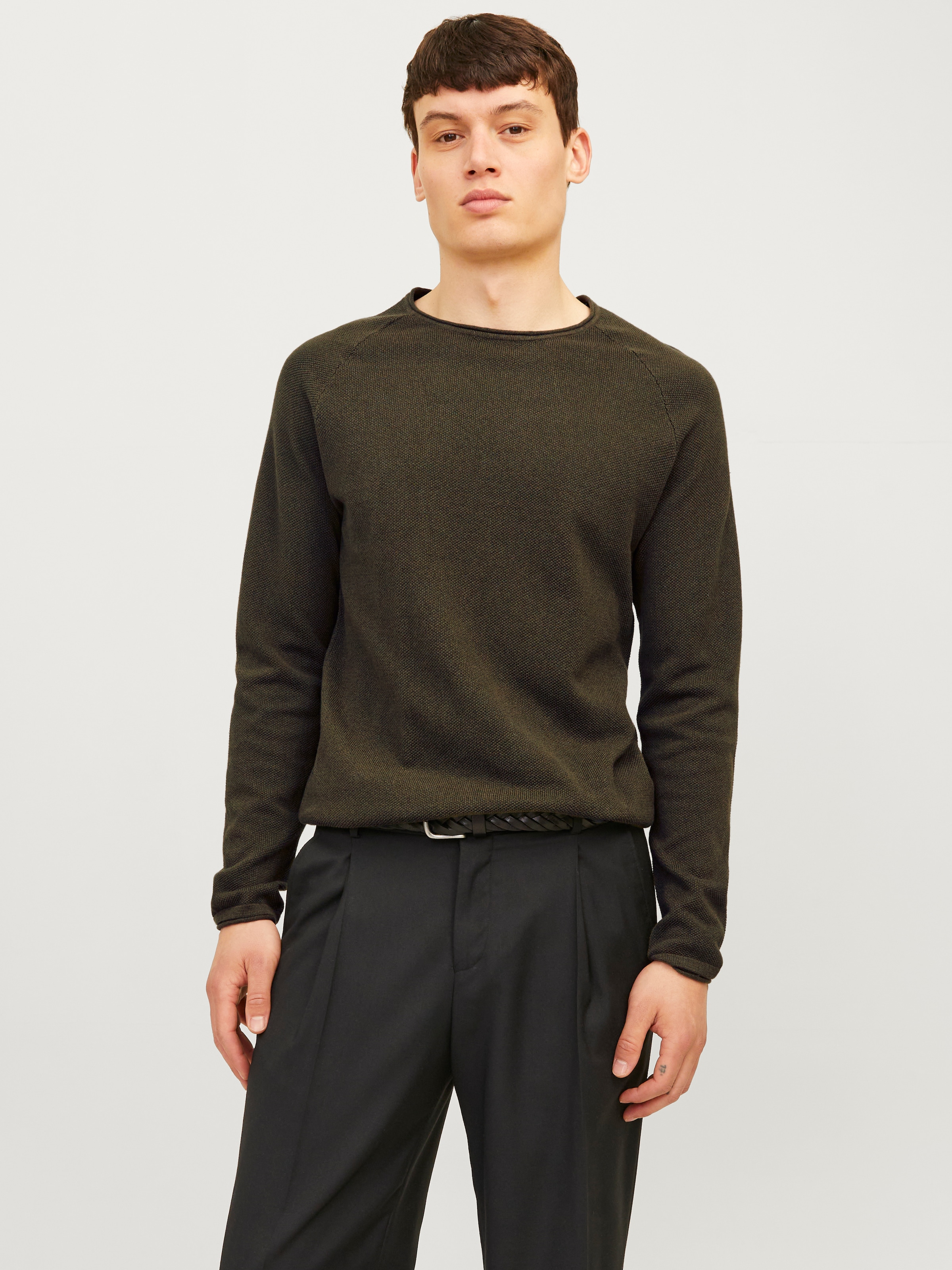 Jack & Jones Rundhalspullover »JJEHILL Pullover mit angenehmem Tragegefühl« Modisch, schmal, Baumwolle, Rundhals