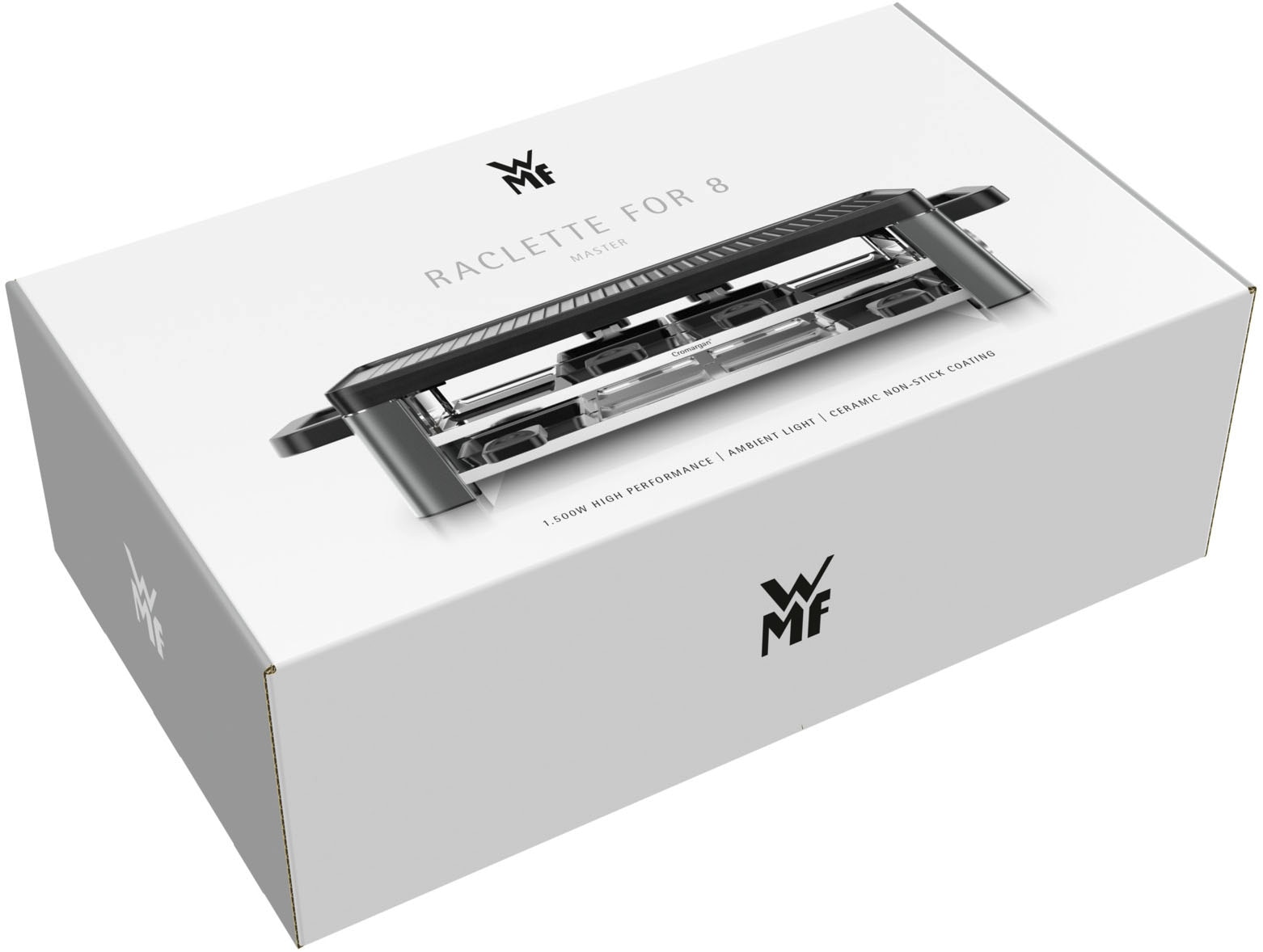 WMF Raclette »Master, indirekte LED-Beleuchtung, Keramikbeschichtung« 8 Stk. Raclettepfännchen 1.500 W Variable Temperatur, spülmaschinengeeignete Pfännchen und Spatel