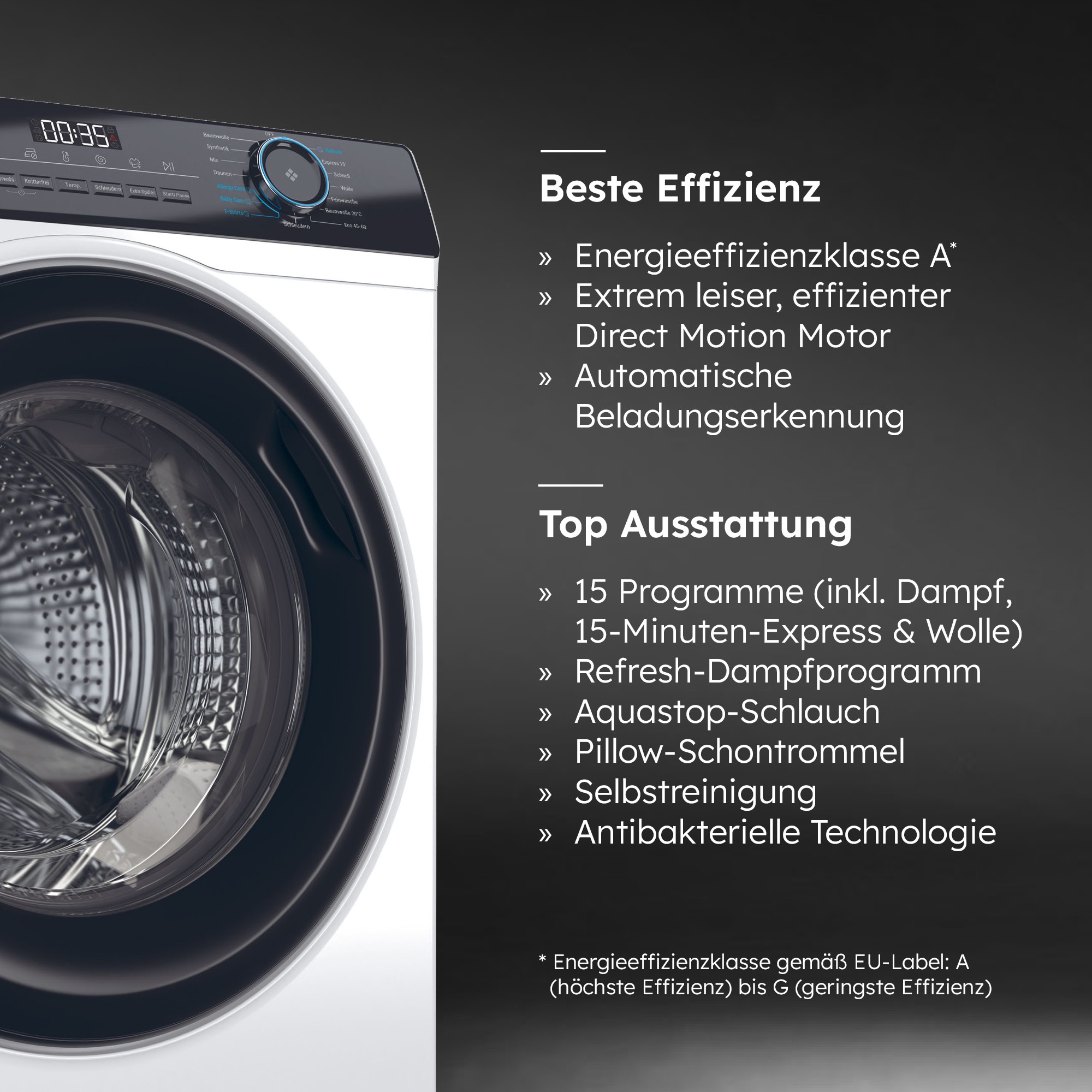 Haier Waschmaschine »HW70-B14929«, 7 kg, 1400 U/min, 7 kg, 1400 U/min, Flüsterleiser Motor, Antibakterielle Technologie