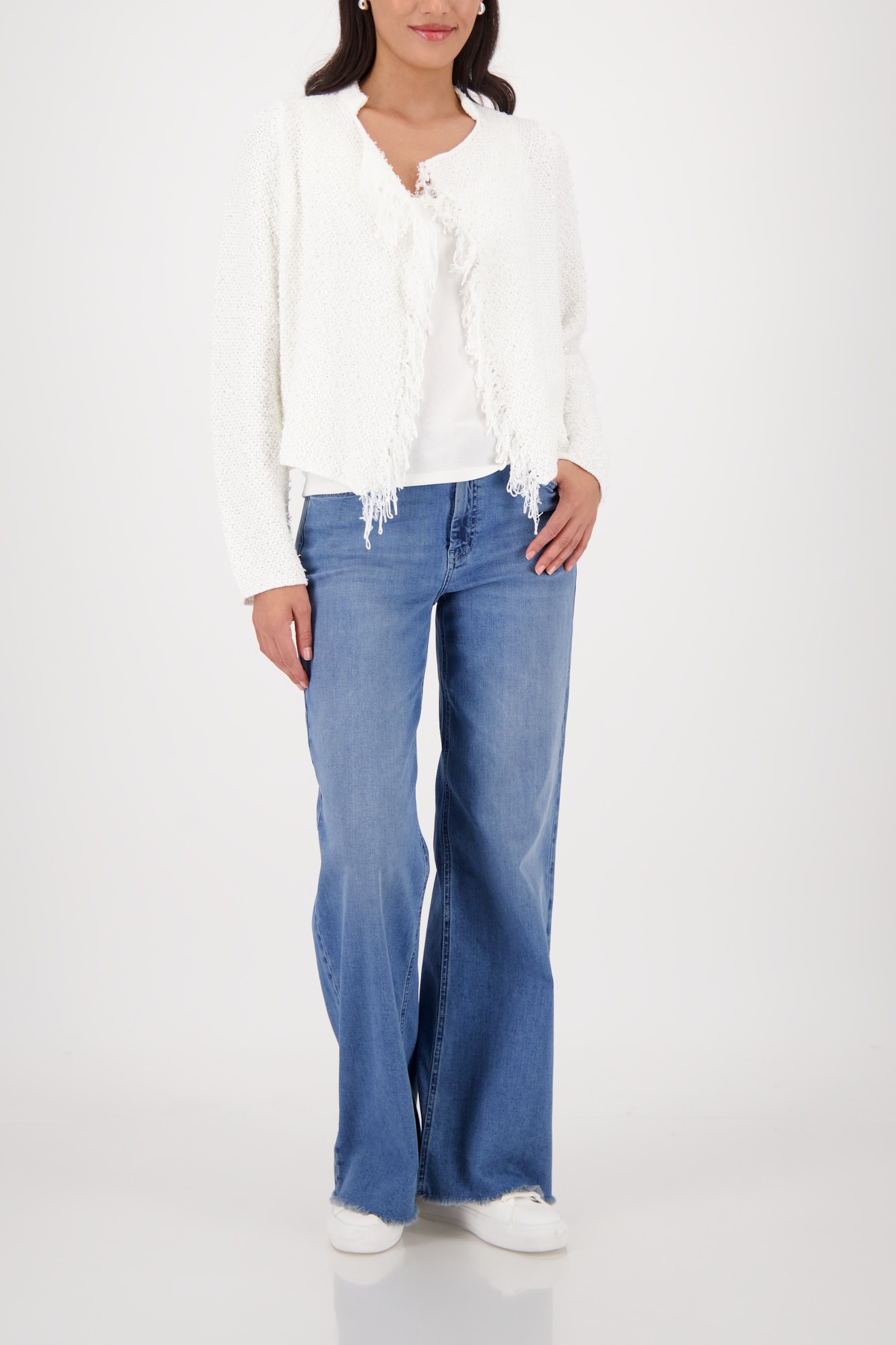 Monari Strickjacke »Jacke Strickjacke Fransen« Regular fit mit Fransen