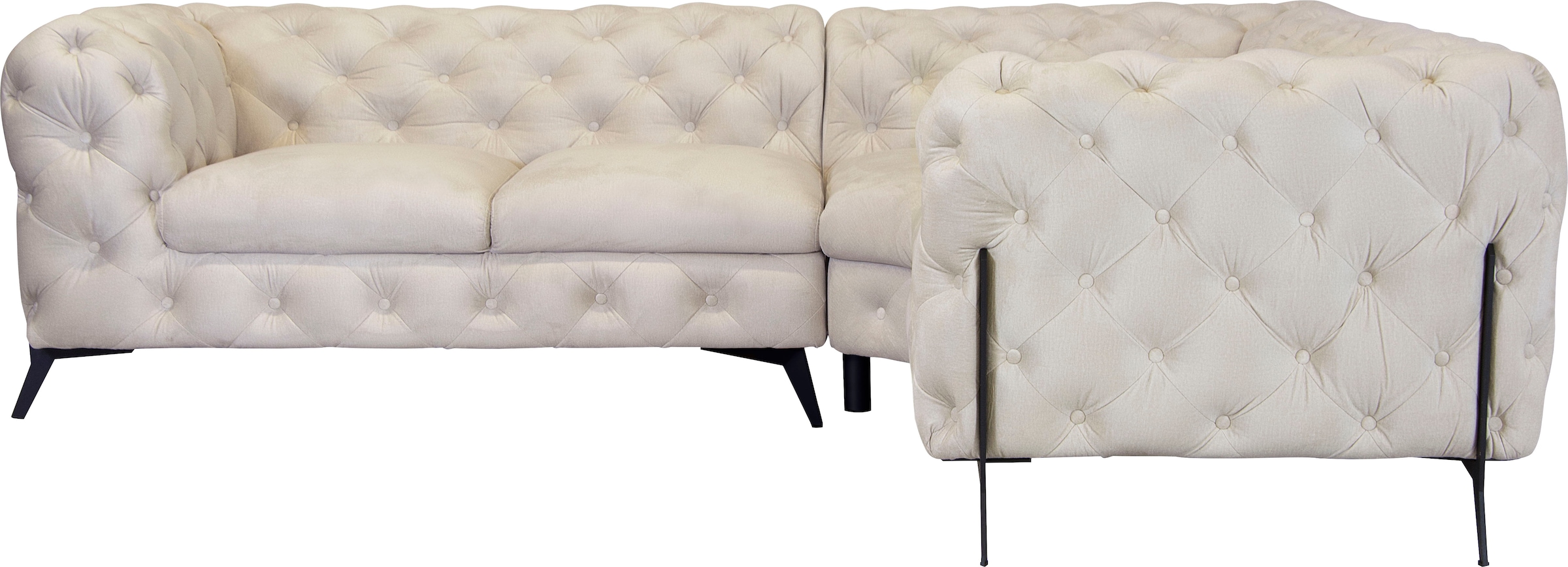 Home affaire Chesterfield-Sofa »Amaury L-Form« Chesterfield-Optik,  Breite/Tiefe je 262 cm, Fußfarbe wählbar