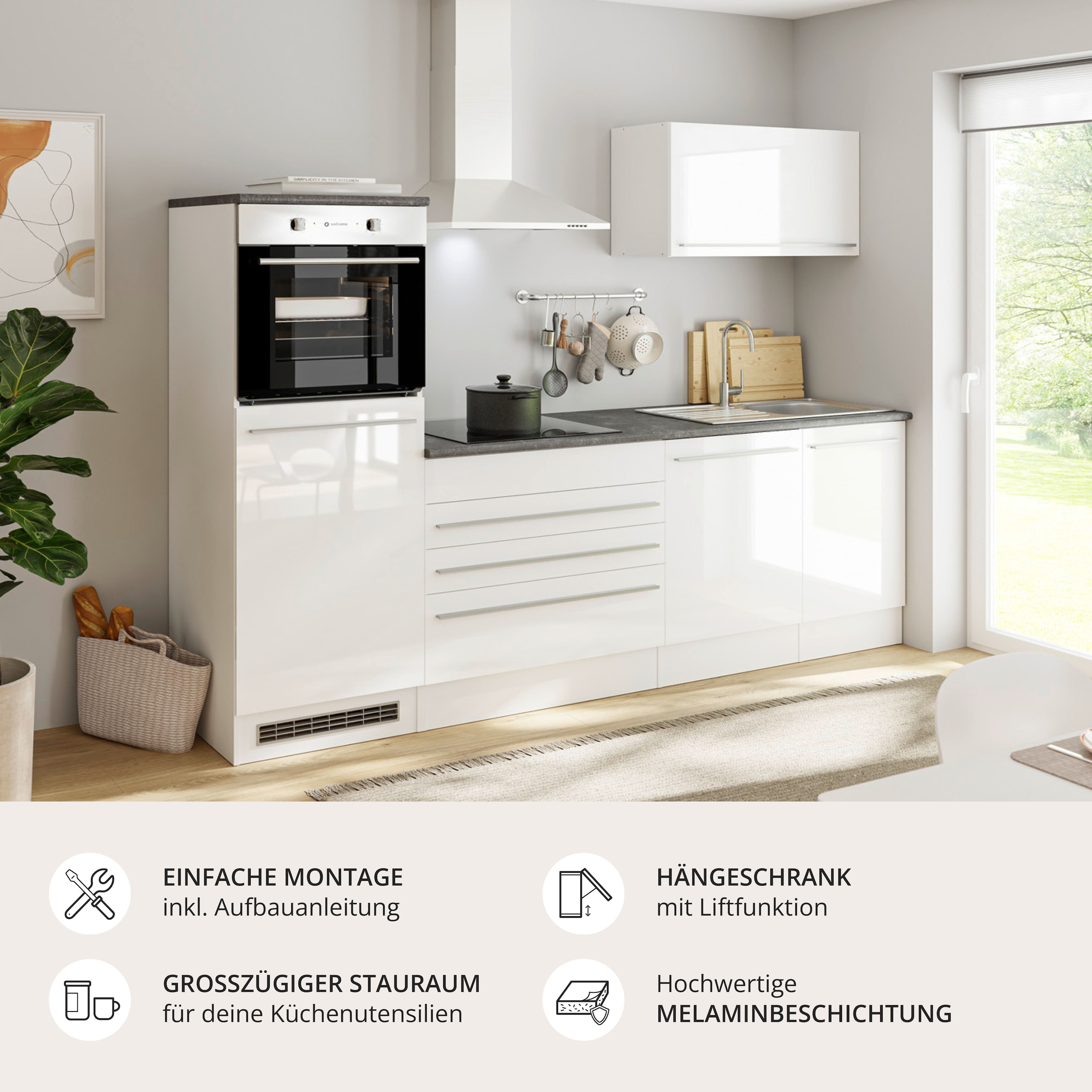 BASIC by Balculina Küchenzeile »Jazz« Breite 260 cm, wahlweise mit E-Geräten