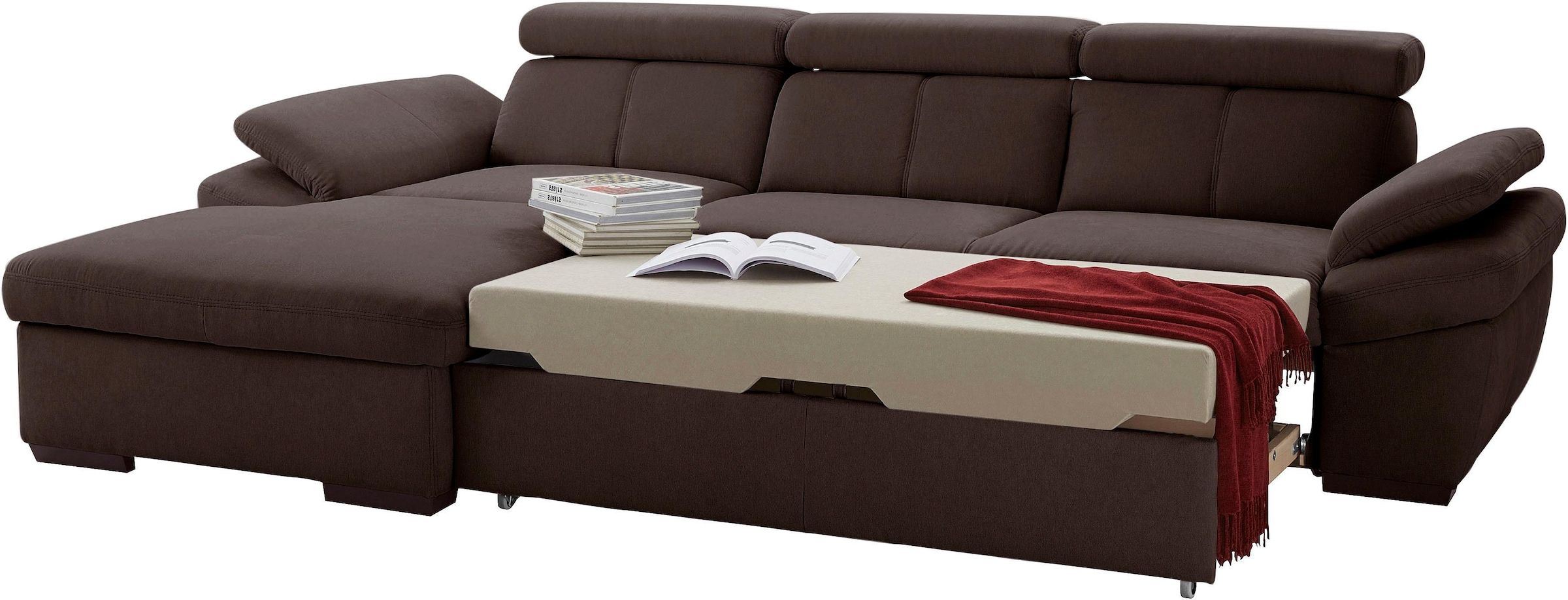 exxpo - sofa fashion Ecksofa »Salerno, inkl. Kopf- und Armteilverstellung, elegant & bequem, L-Form«, wahlweise mit Bettfunktion und Bettkasten, tolle Detailverarbeitung