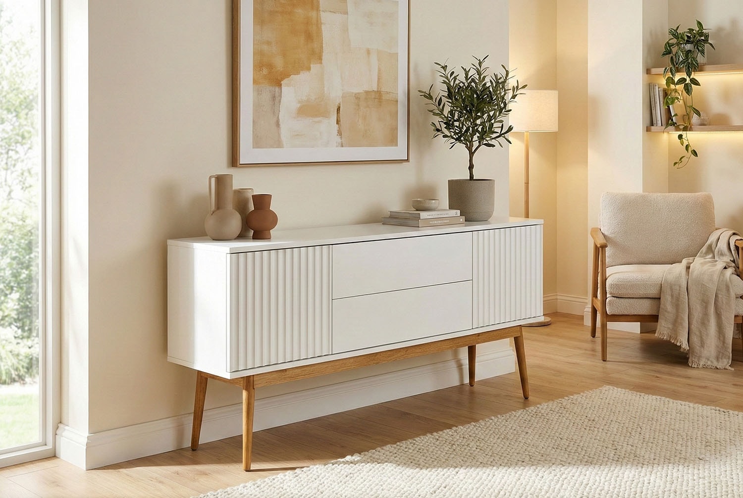 Jahnke Sideboard »GRACE SB 150« Sideboard, 2 Türen & 2 Schubladen, Skandi-Design, Breite: 150 cm