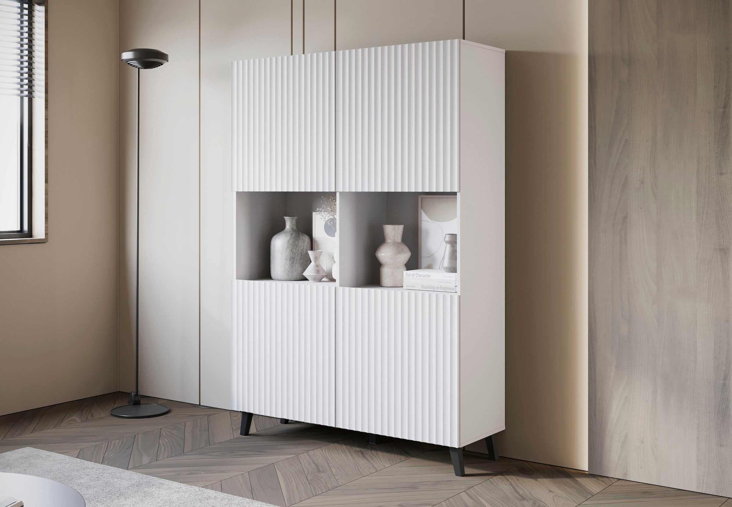 INOSIGN Highboard »PHUKET«, (1 St.), Moderne Hochkommode ohne Griffe mit 10 Fächern, Breite 120 cm