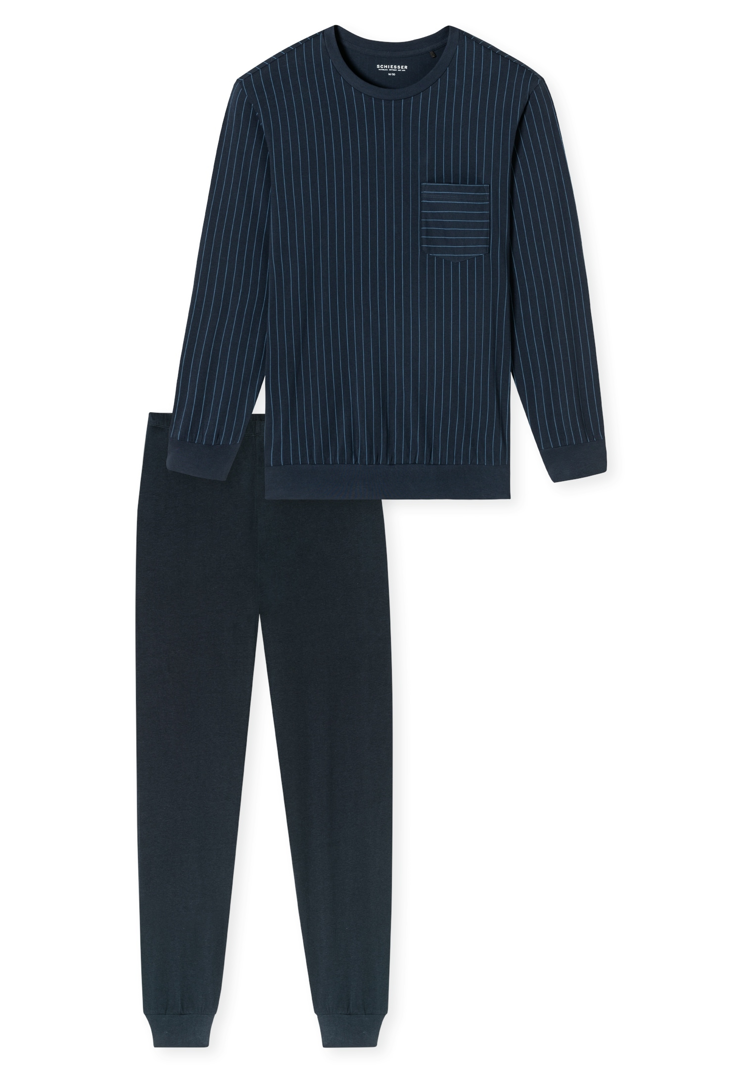 Schiesser Schlafanzug »"Comfort Essentials"«, (2 tlg.), mit gestreiftem Oberteil