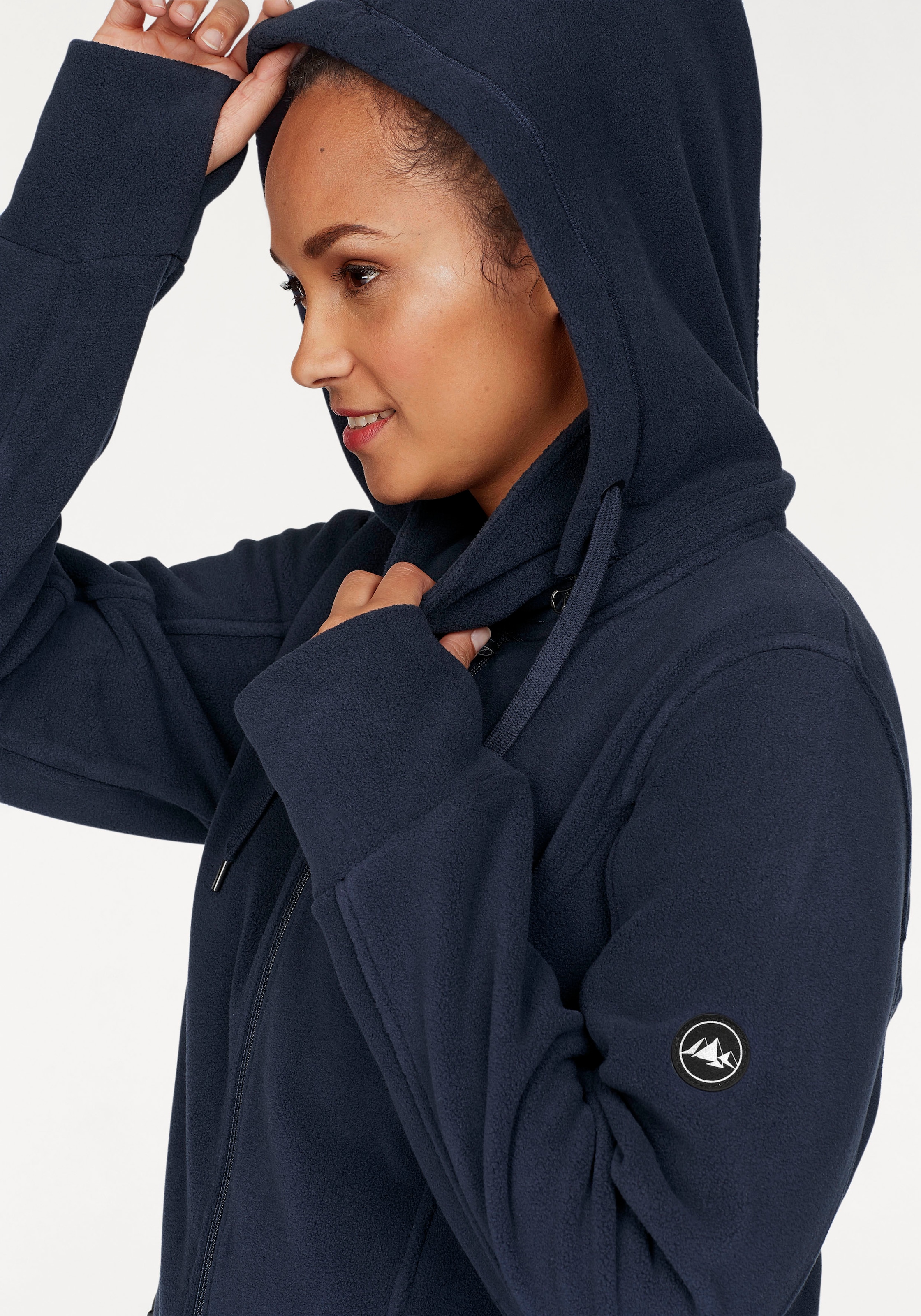Polarino Fleecejacke, mit Kapuze, für kalte Tage, aus Fleece, sportlicher Stil, atmungsaktiv