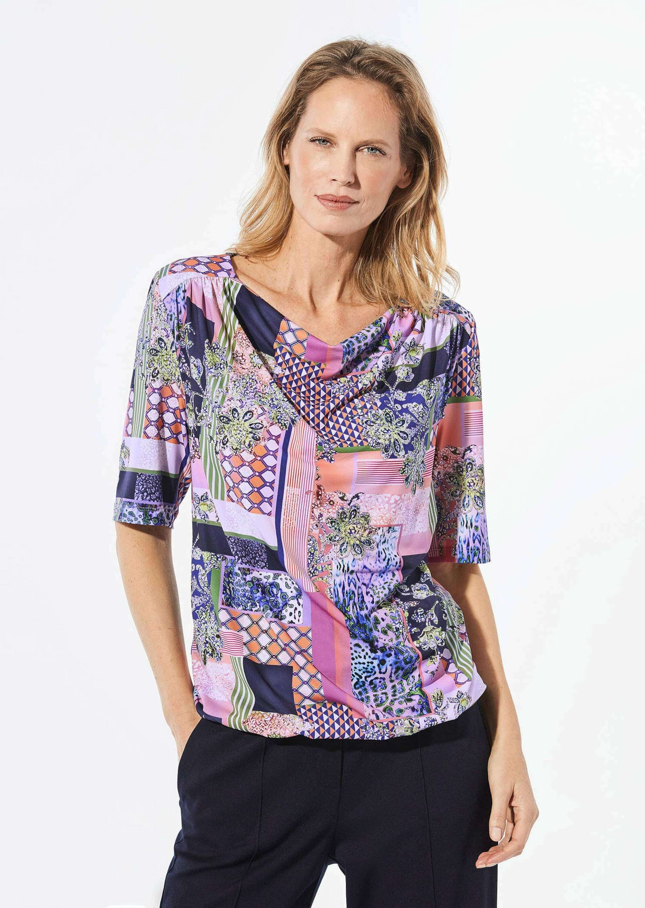 GOLDNER Kurzarmshirt »Shirt mit Wasserfallausschnitt«