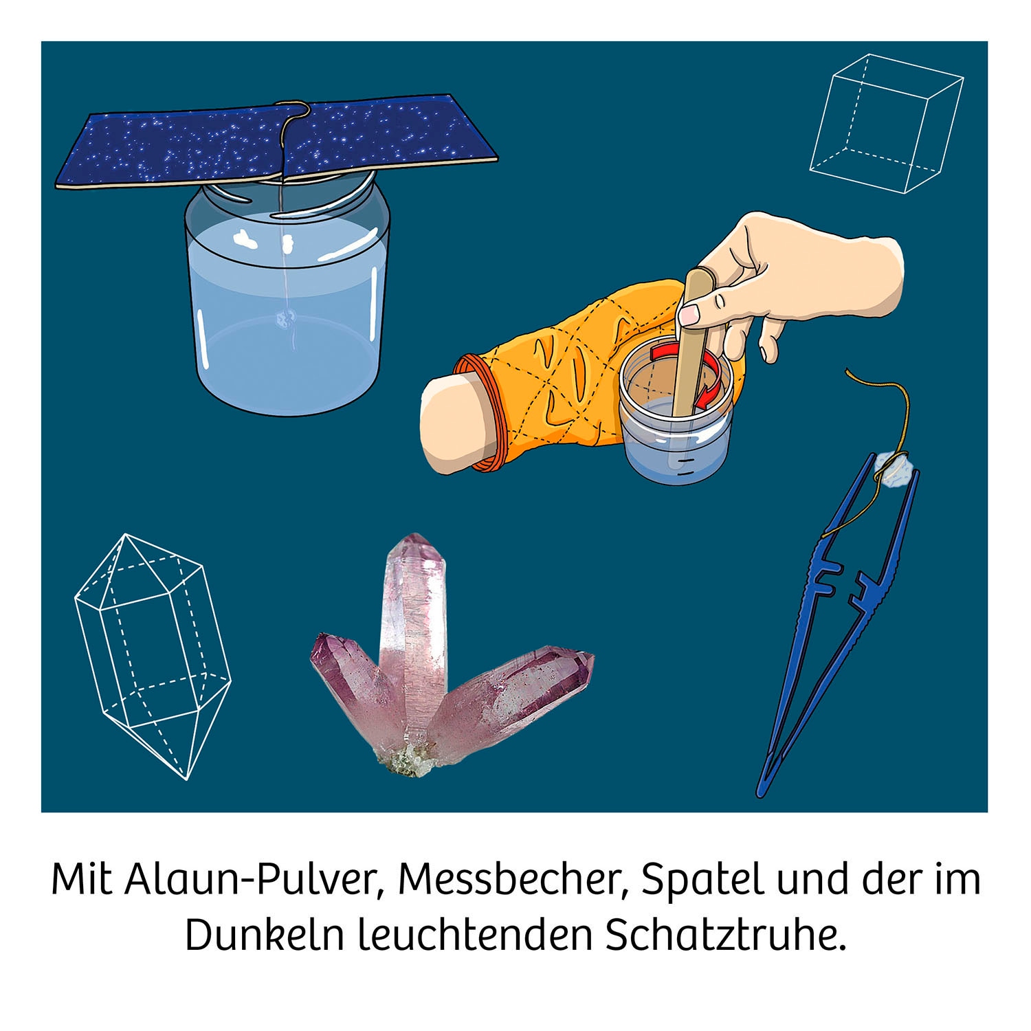 Kosmos Experimentierkasten »Nachtleuchtender Kristall-Schatz«, Made in Germany