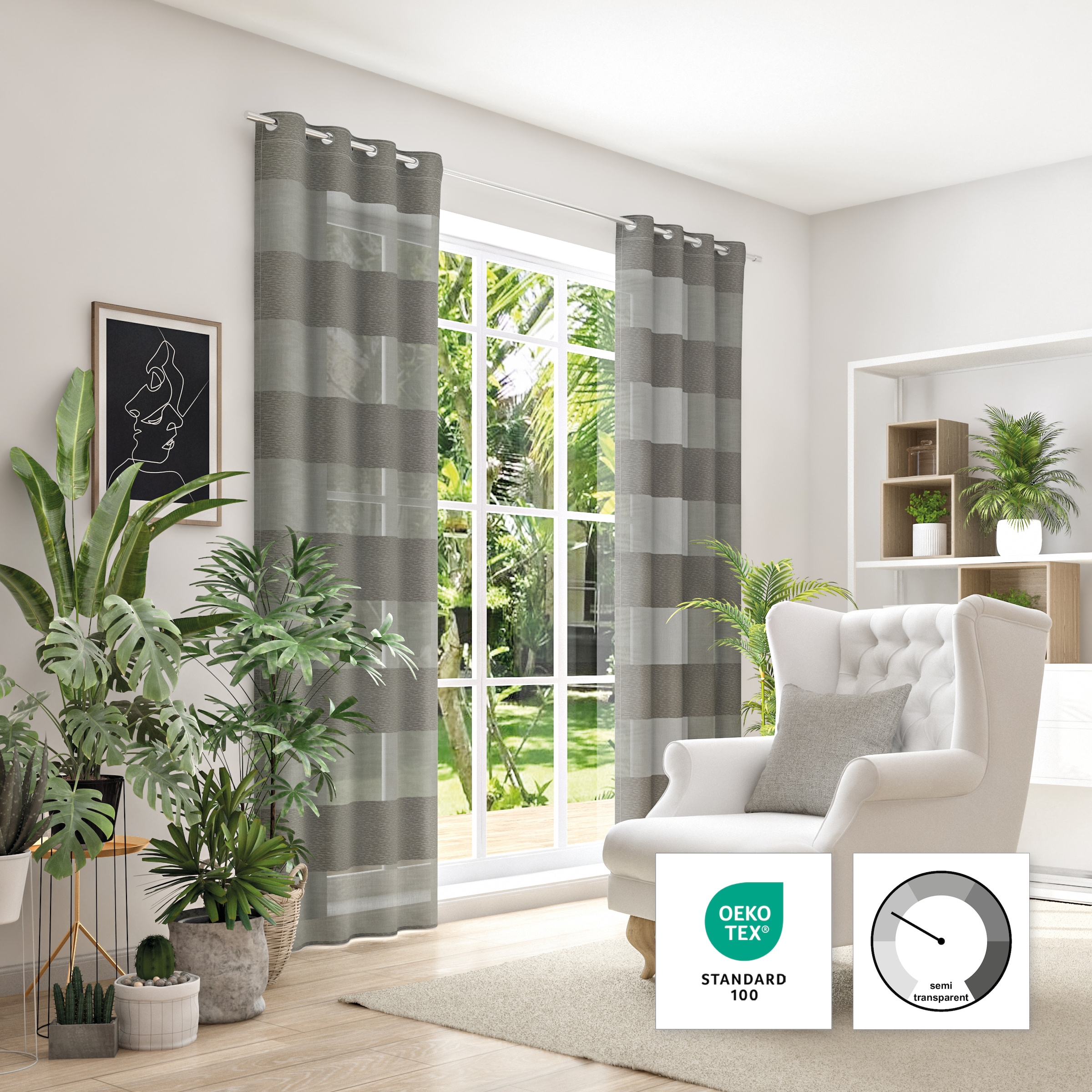Neutex for you! Vorhang »SONORA« Ösen 1 Stk. tlg. 3D Musterung im Leinen-Look