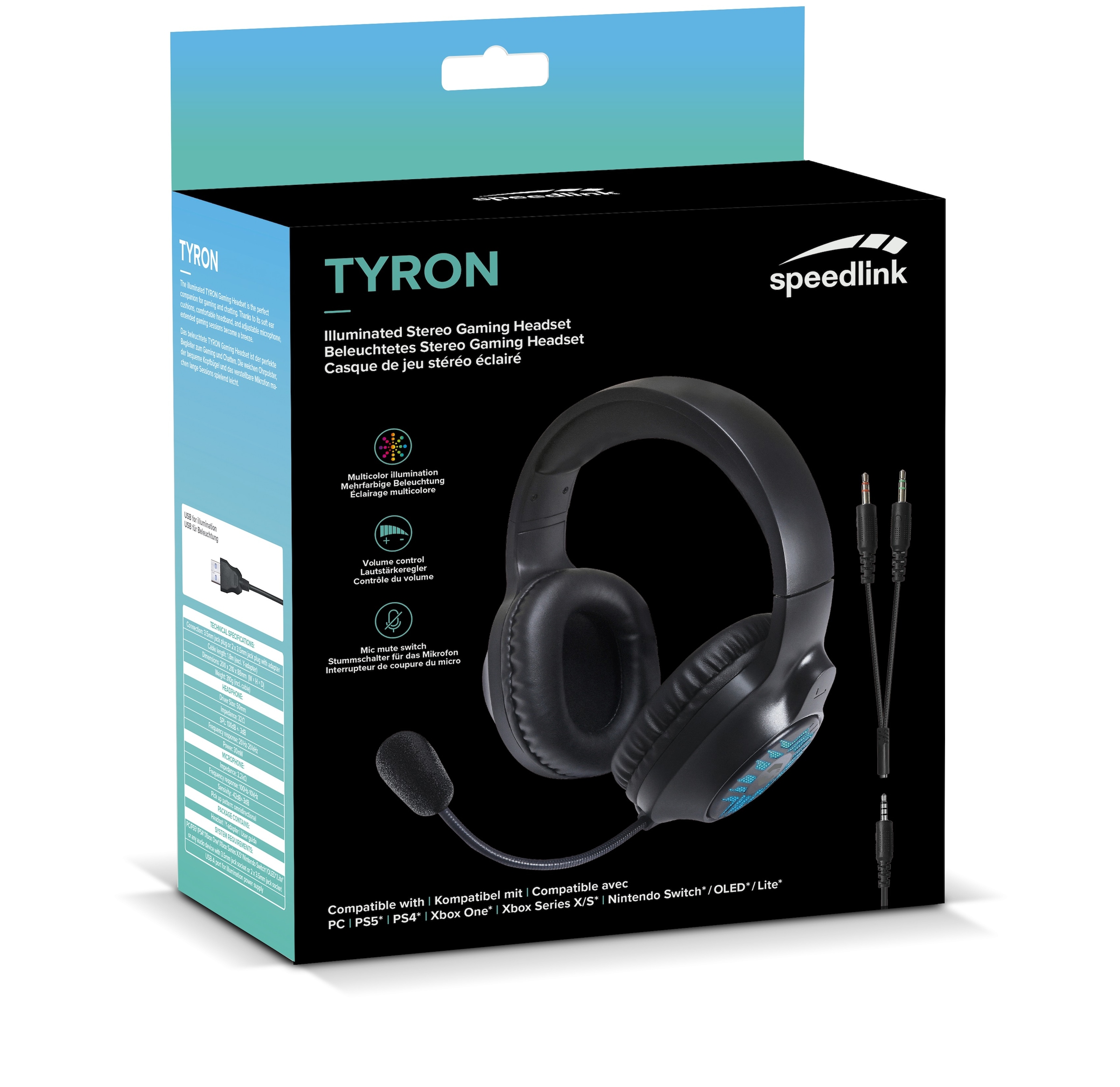 Speedlink Gaming-Headset »TYRON RGB«, für PC/PS5/PS4/Xbox Series X/S/Switch/OLED/Lite