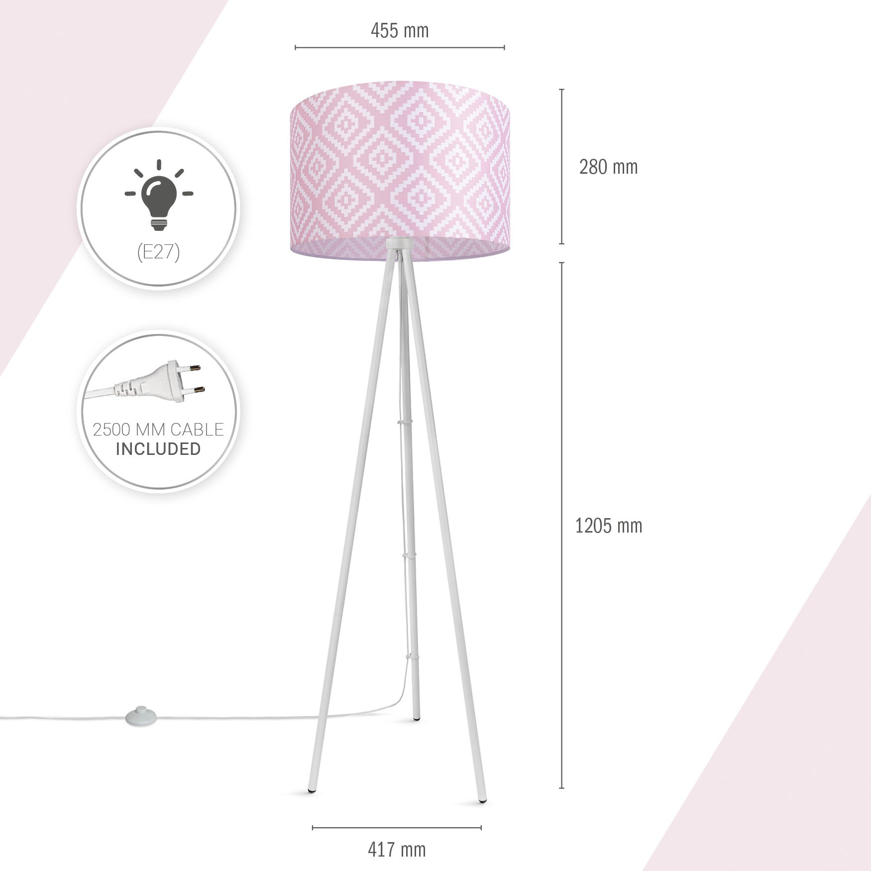 Paco Home Stehlampe »Trina Stella«, Leuchtmittel E27 | ohne Leuchtmittel, Dreibein Modern Stofflampenschirm Vintage Design Textil Wohnzimmer