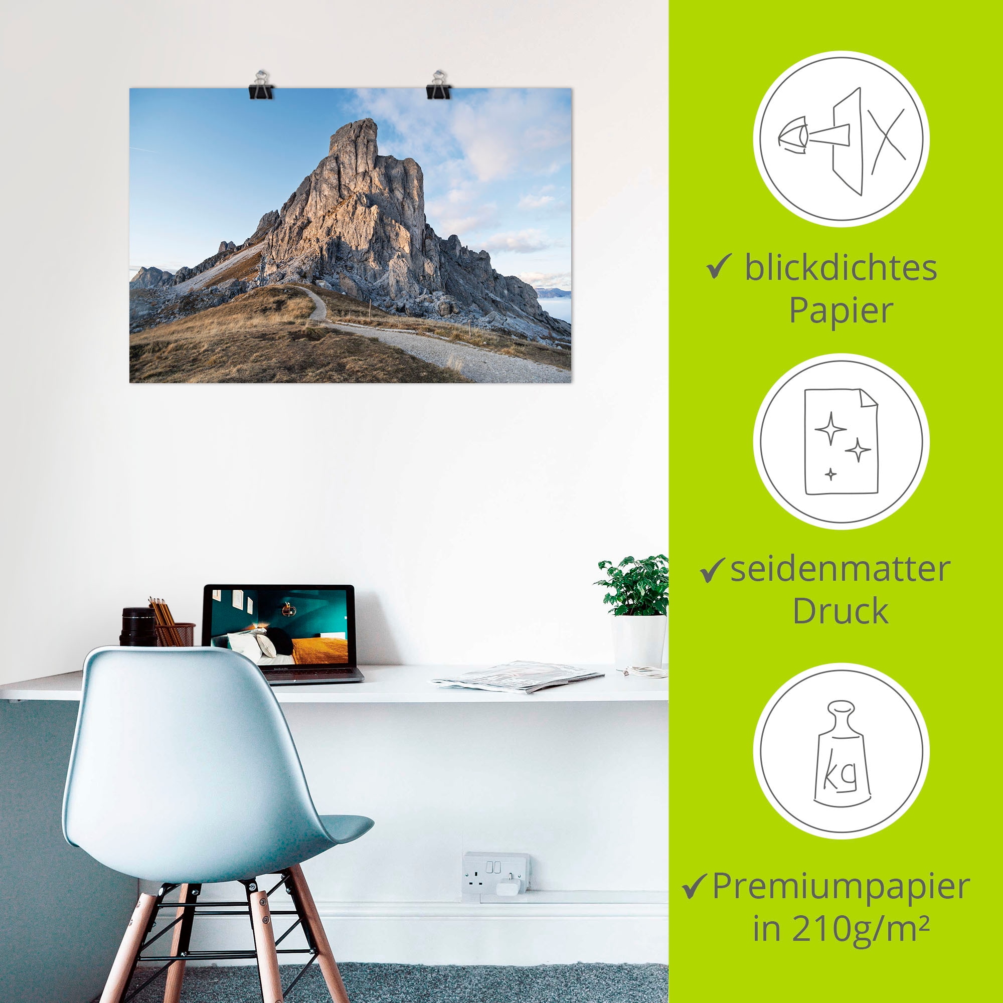 Artland Poster »Passo Giau in den Dolomiten«, Berge & Alpenbilder, (1 St.), als Alubild, Leinwandbild, Wandaufkleber oder Poster in versch. Größen