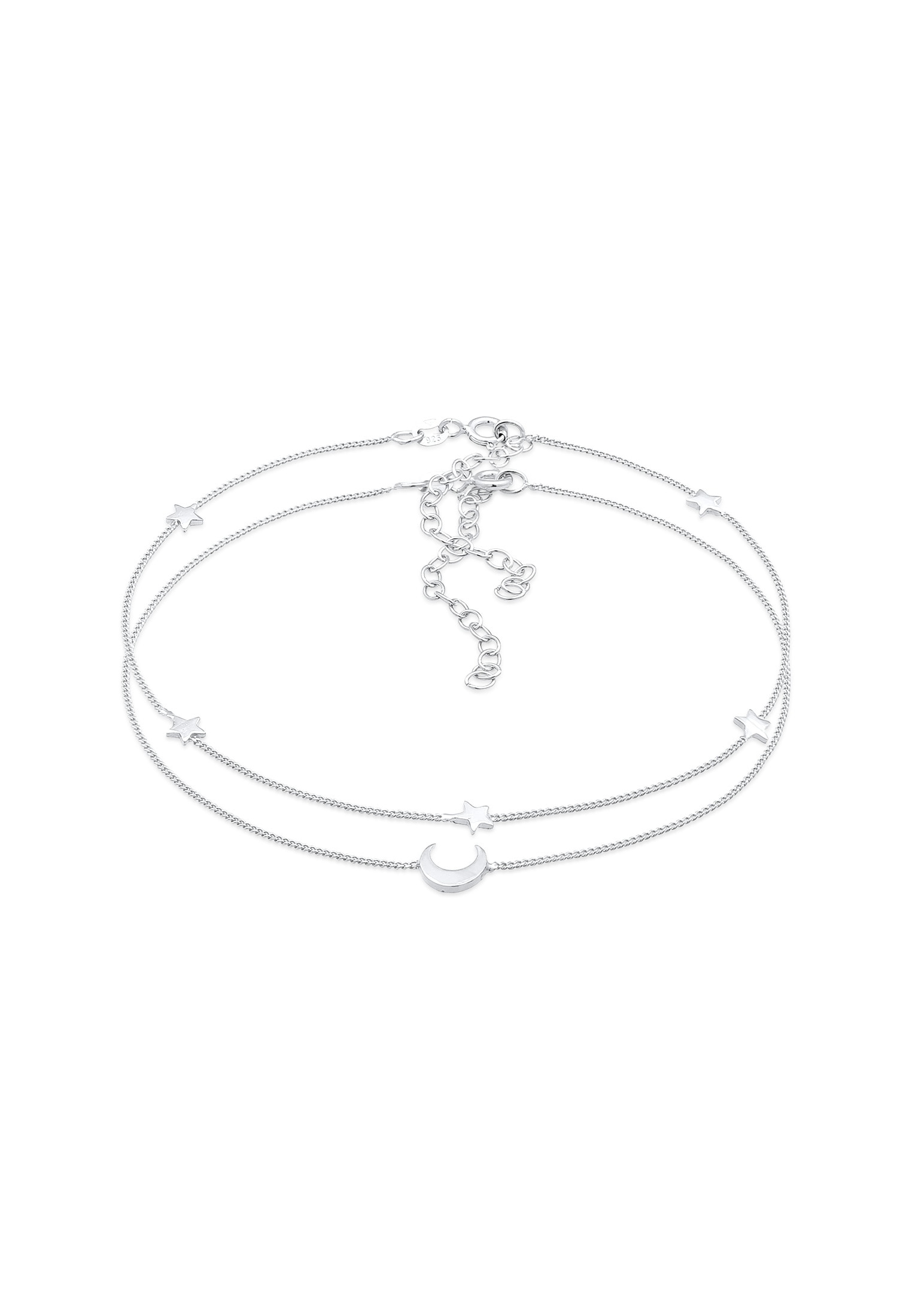 Elli Fußketten Set »Fußschmuck Stern Halbmond Astro Duo Set 925 Silber«