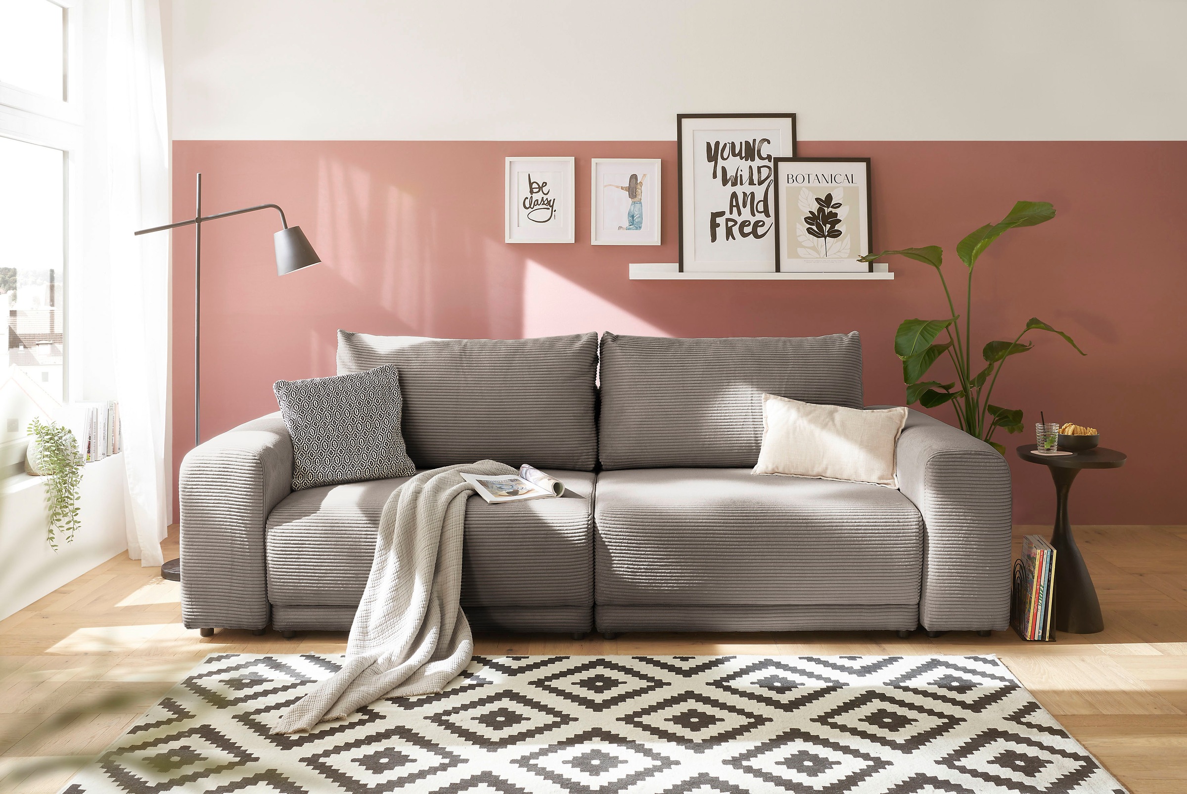 OTTO home Schlafsofa »PHEELIX Cord, mit 3 Funktionen« Elemente einzeln oder gleichzeitig ausziehbar, bequemer Sitzkomfort