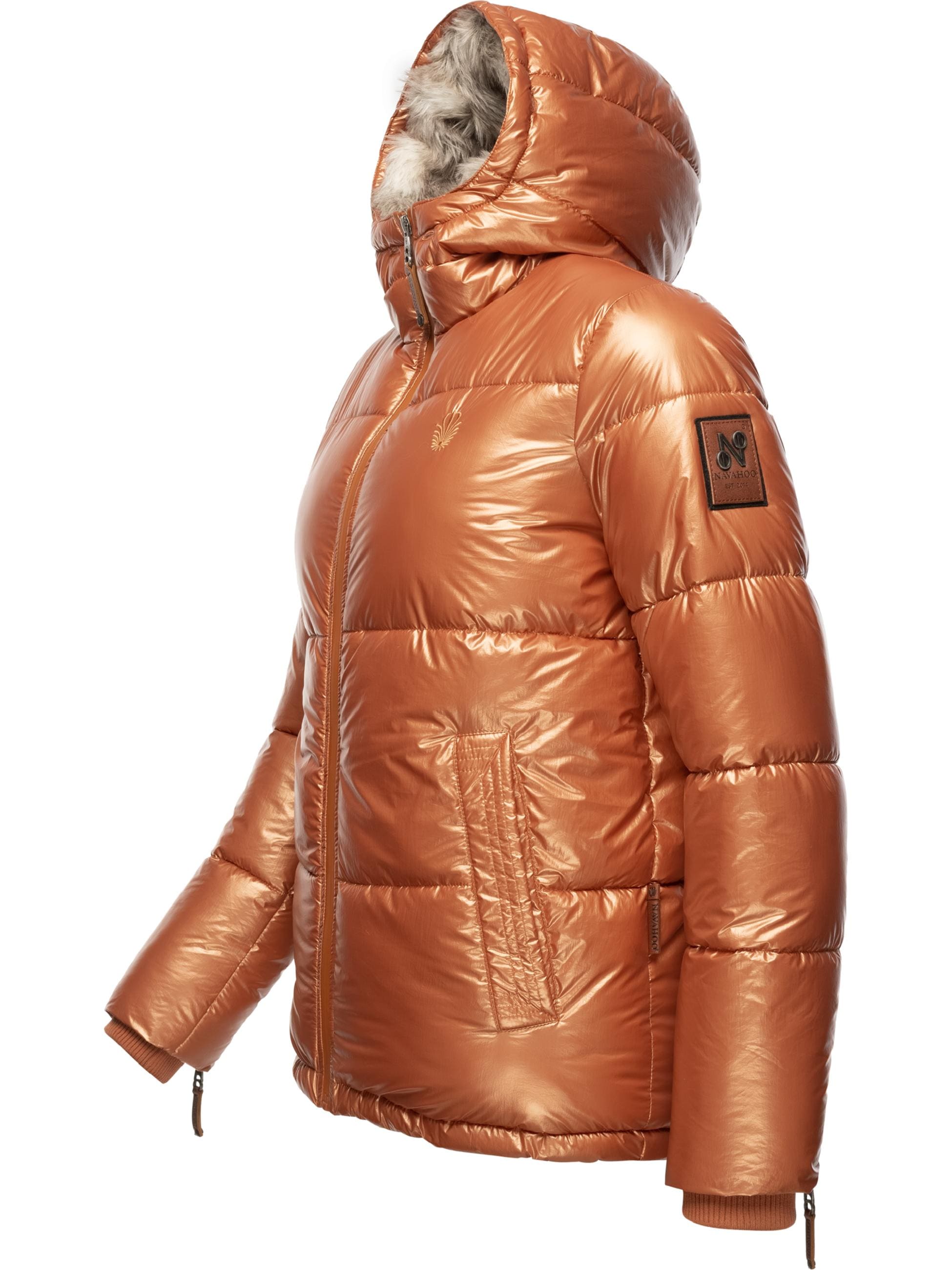 Navahoo Winterjacke »Winterjacke Tikunaa« mit Kapuze warm gefütterte Damen Steppjacke mit Kunstfellkapuze