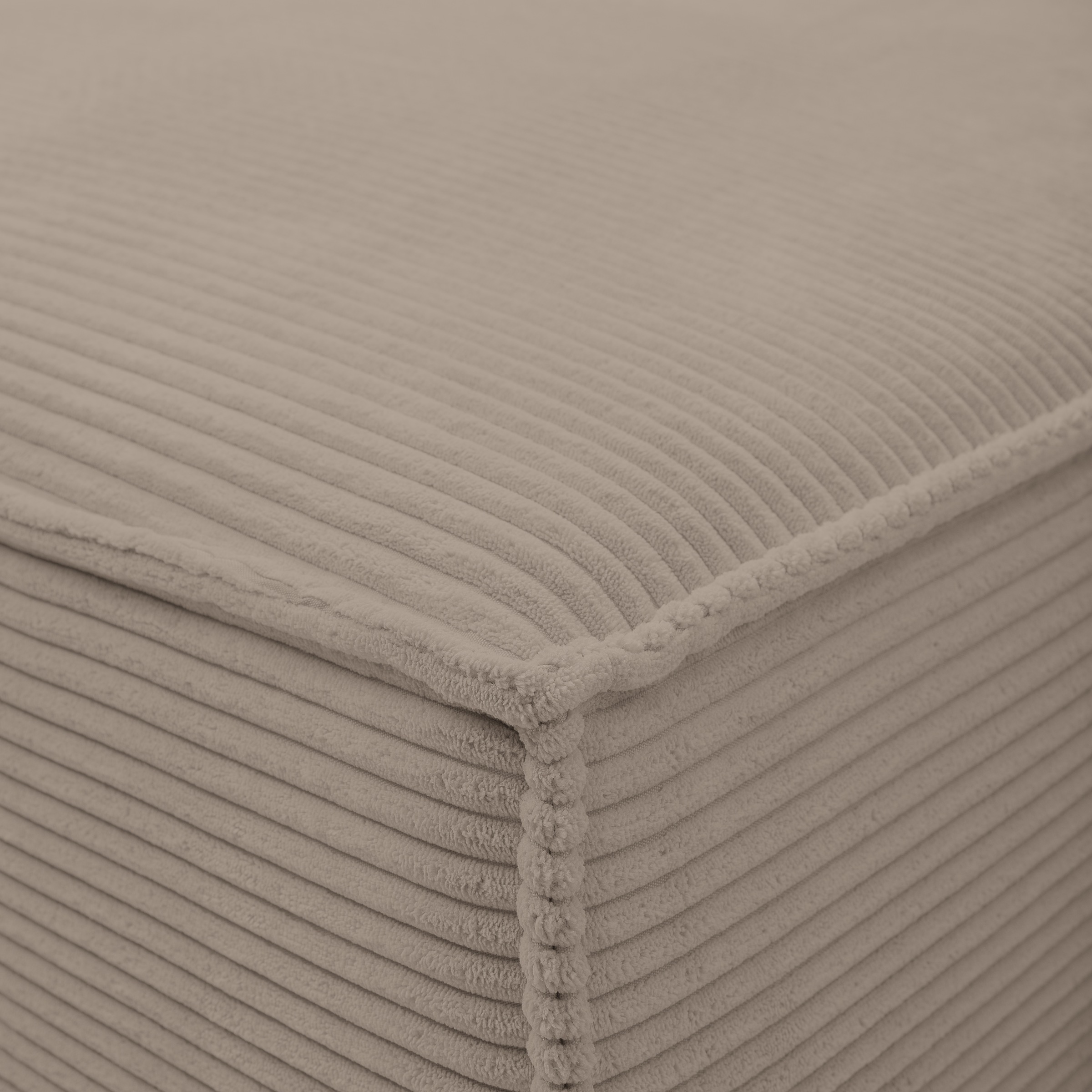 WERK2 Ecksofa »Atlanta-New, modernes Design, Stellmaße 295x182 cm, L-Form, Kedernaht« hoher Komfort, Schlaffunktion & Bettkasten, Cord, Greige