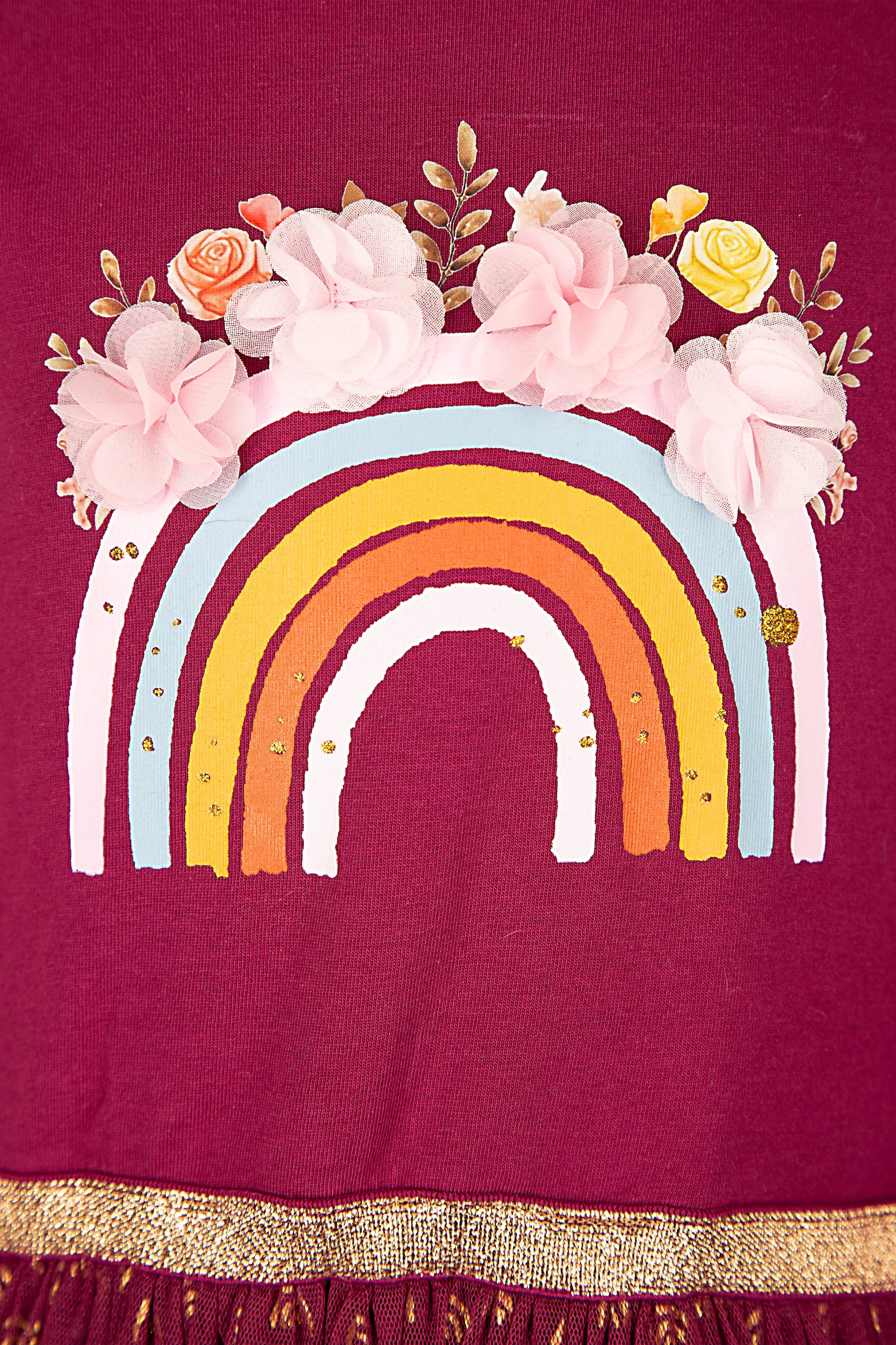 happy girls Jerseykleid mit Tüllrock und hochwertiger Blütenapplikation auf dem Frontmotiv