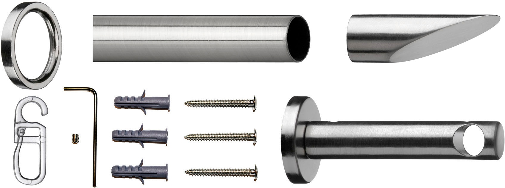 indeko Gardinenstange »Marbella« Ø 12 mm 1 läufig-läufig Wunschmaßlänge Komplett-Set inkl. Ringen und Montagematerial