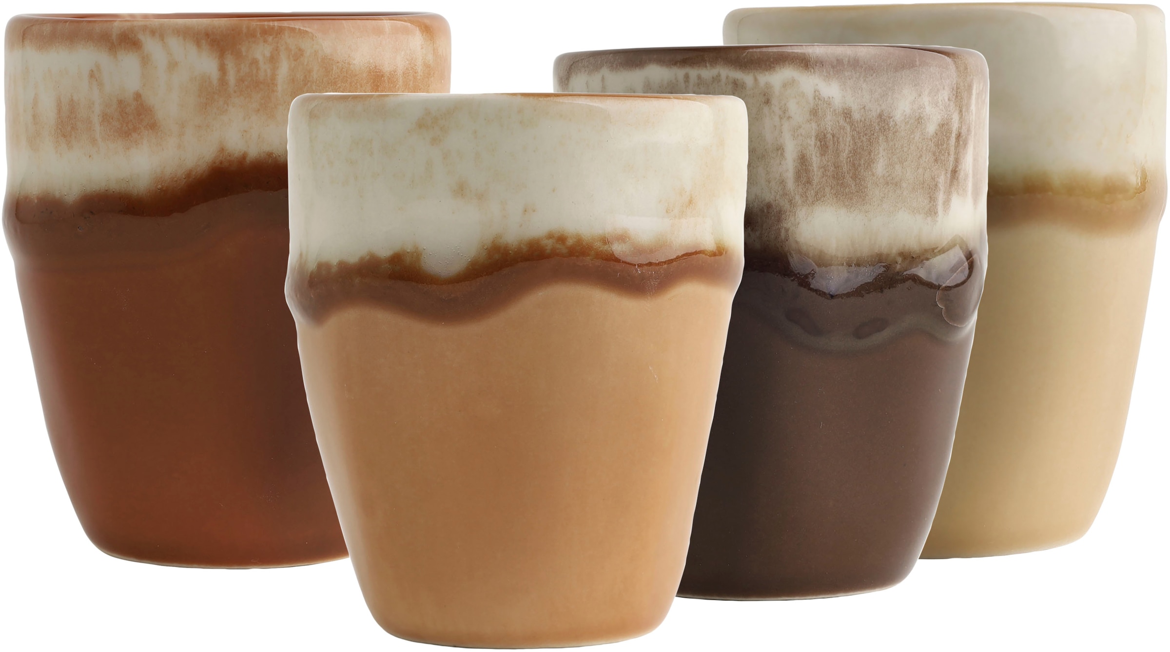 CreaTable Espressotasse »Squeezy Mocha Mousse, Espressobecher 4-tlg« Einzigartige Optik, Reaktivglasur