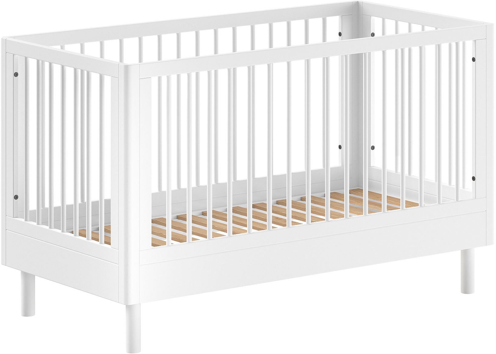 Home affaire Babybett »Forrest, aus massiver Buche weiß lackiert, zeitloses Design«, 3-fach höhenverstellbarer Lattenrost, sehr stabil gebaut