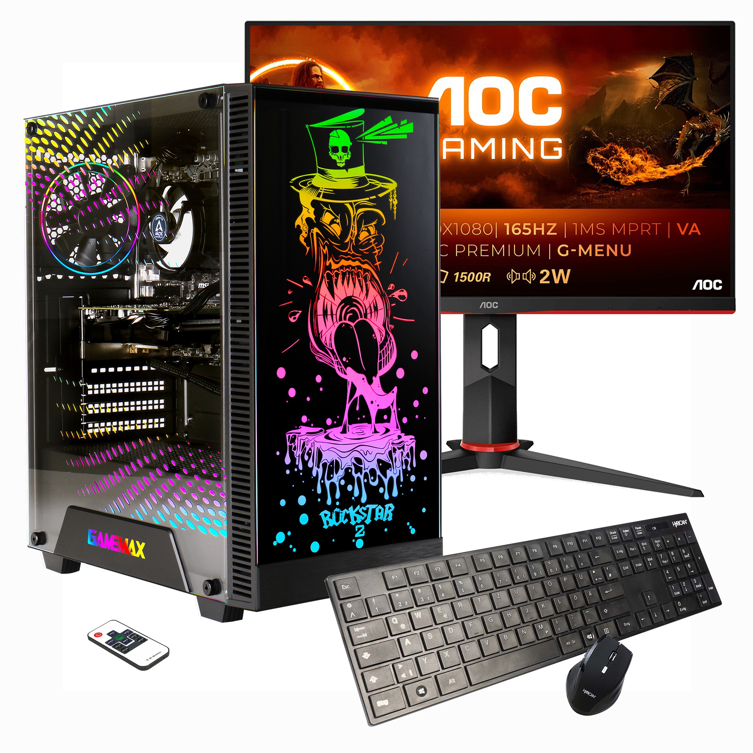 Hyrican PC-Komplettsystem »Multimedia Rockstar SET02170«, Windows 11, inklusive 24 Monitor AOC C24G2AE/BK