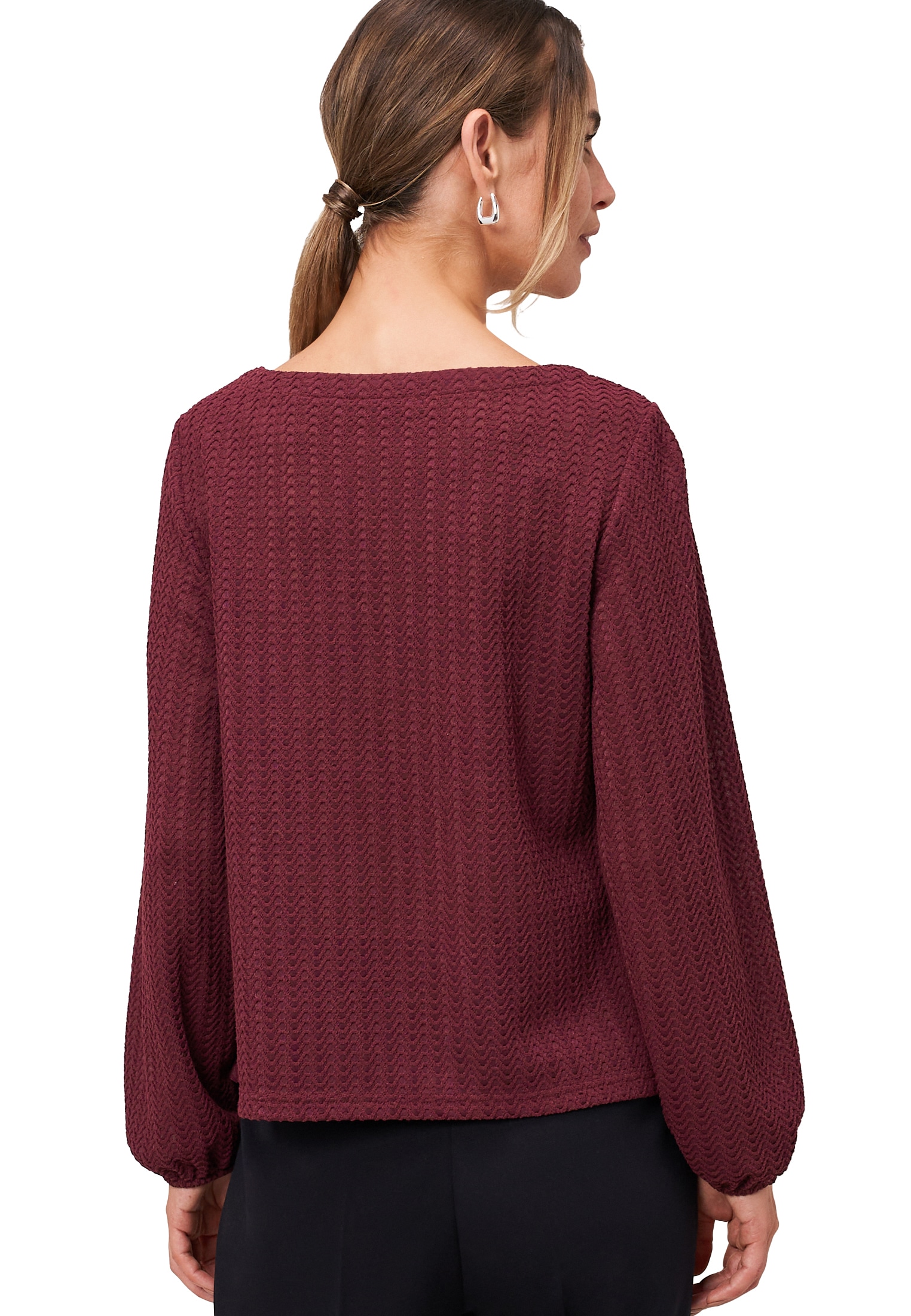 Zero Langarmshirt »Strukturshirt mit Rundausschnitt«