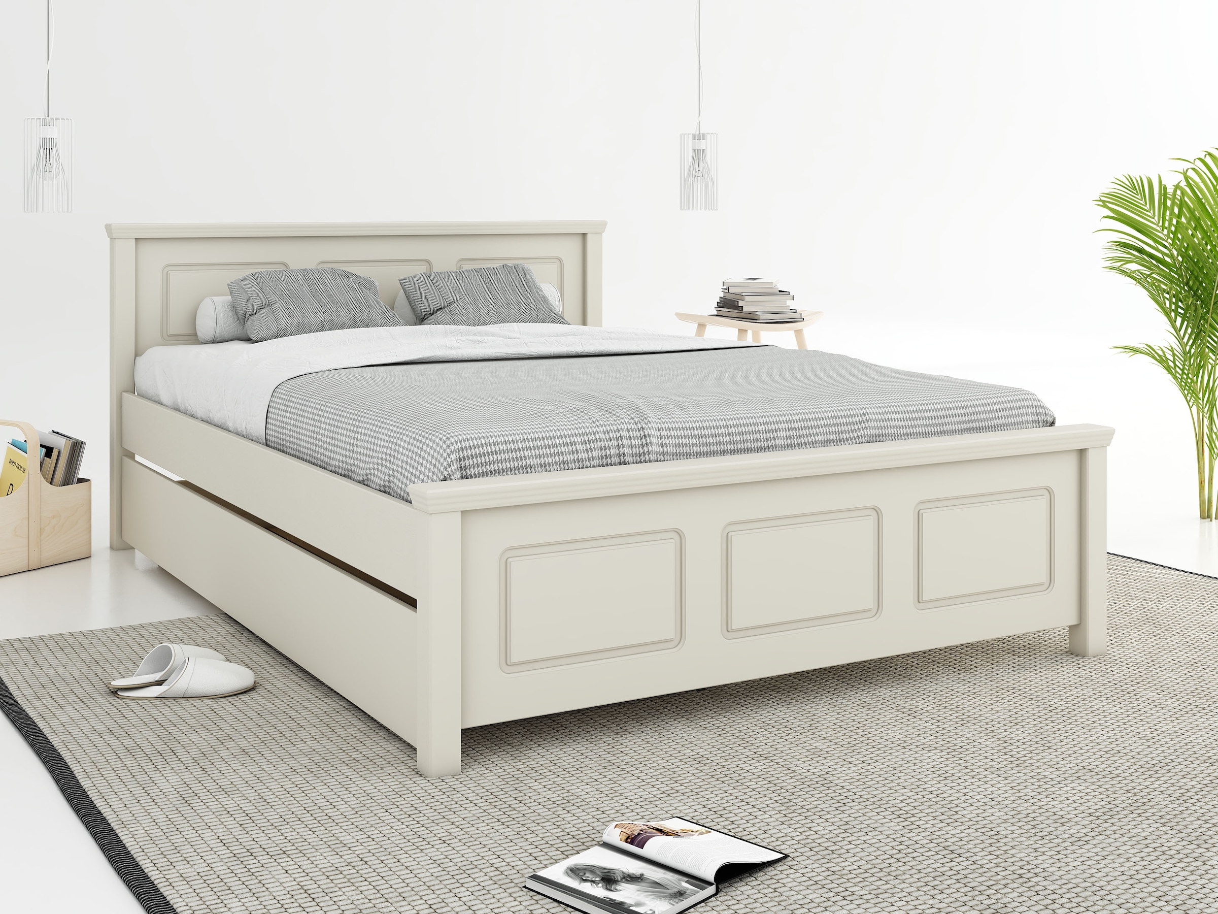OTTO home Massivholzbett »ERIKK' , Made in Europe, optional mit Schublade, Massivholz Kiefer« FSC® zertifiziert,  in mehreren Größen, Landhausstil mit Kassettenoptik