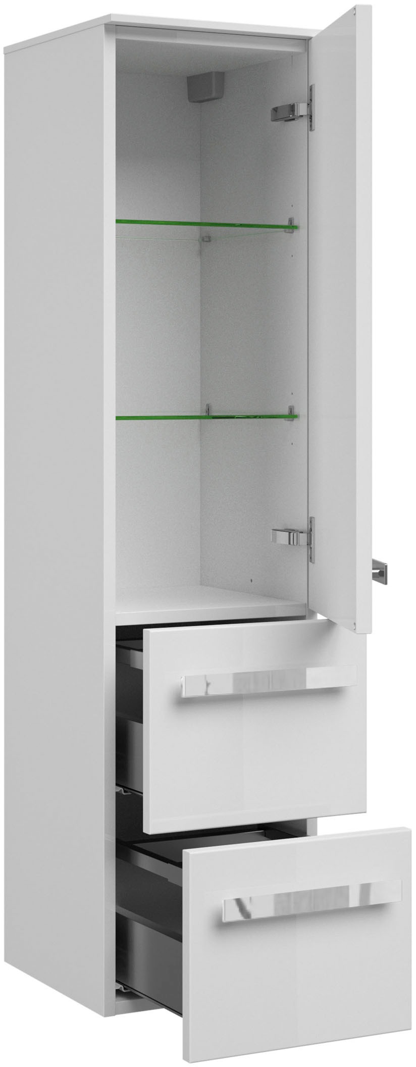 Saphir Badmöbel-Set »Serie 4005, vormontiert, Glaswaschbecken, Spiegelschrank«, (Set, 5 St.), Badezimmer-Set mit Unterschrank, Midischrank, inkl. Türdämpfer