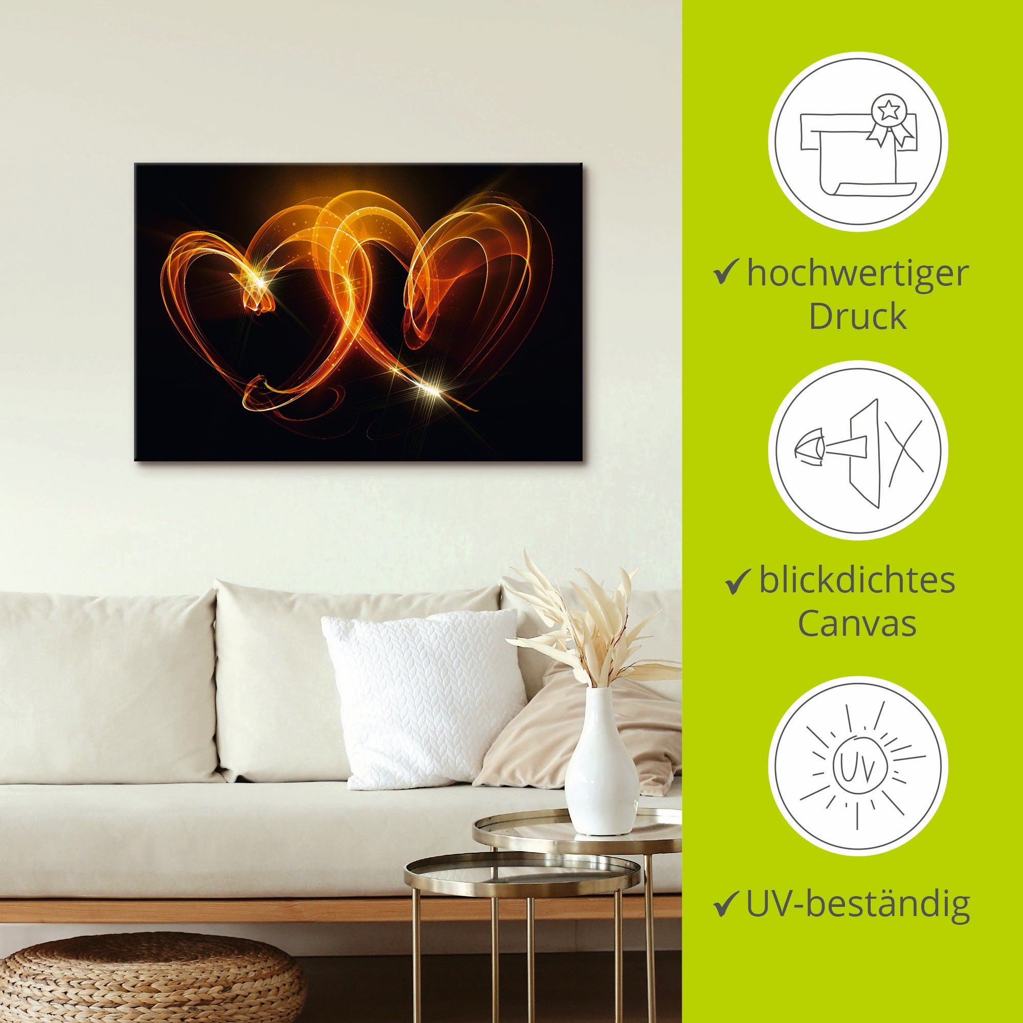Artland Wandbild »Verbundenheit«, Herzen, (1 St.), als Alubild, Outdoorbild, Leinwandbild, Poster, Wandaufkleber