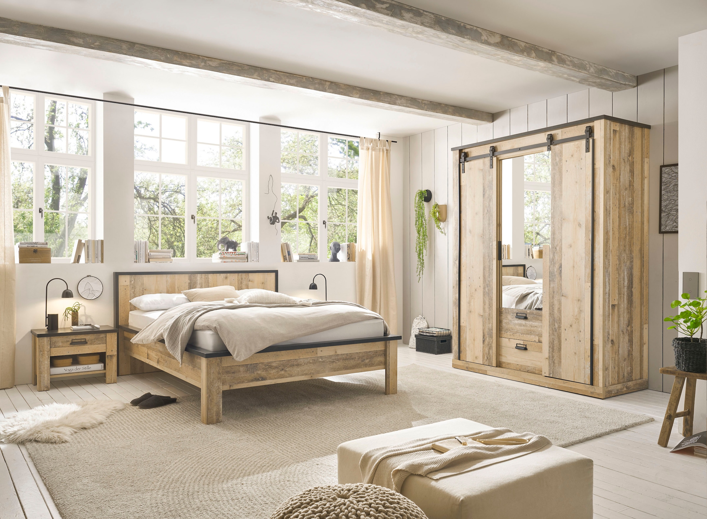 Home affaire Schlafzimmer-Set »SHERWOOD«, (4 tlg.), Liegefläche 140x200cm, Schrank 3-trg. 162cm breit