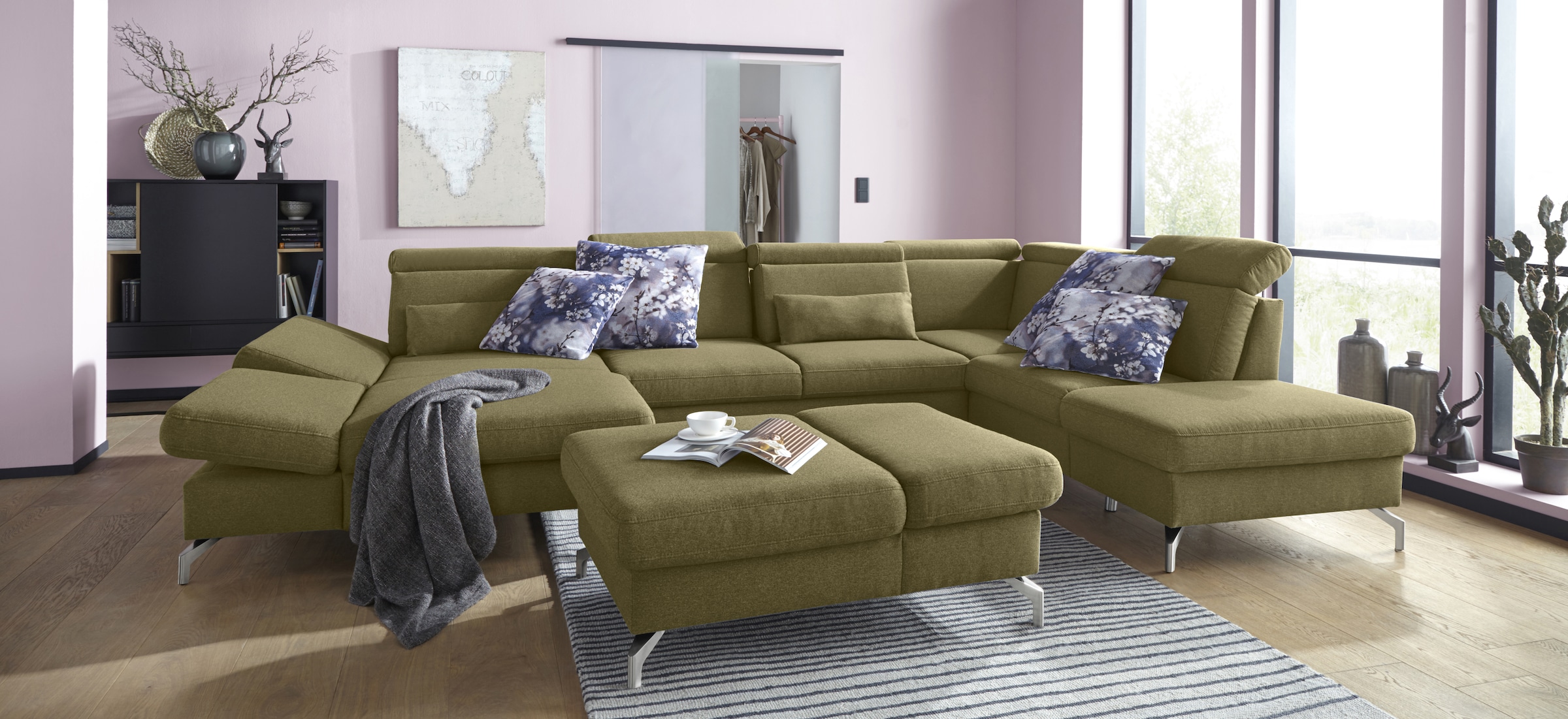 sit&more Hocker »Brisbane«, Fußhöhe 12 cm, mit Federkern und Klappfunktion