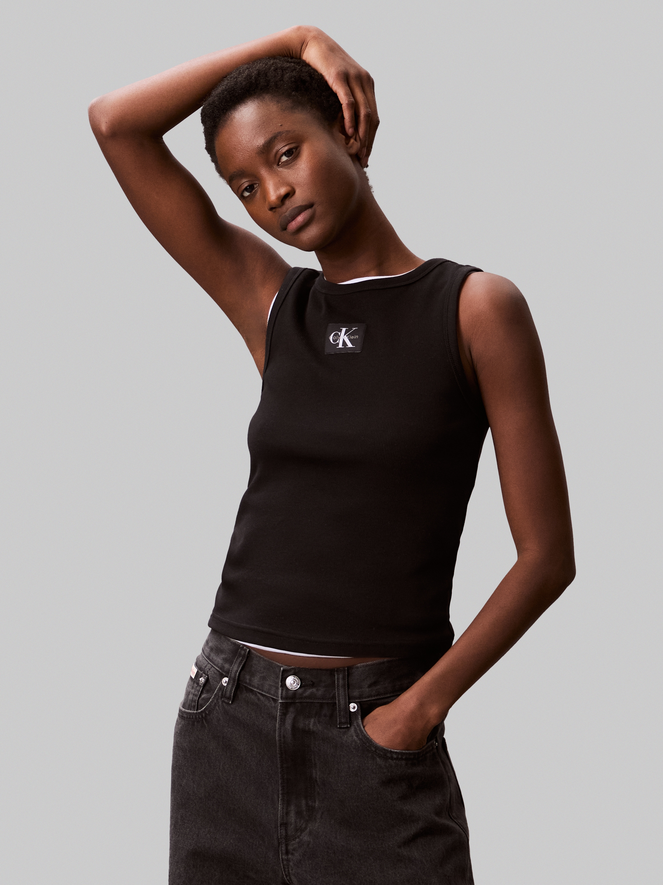 Calvin Klein Jeans Tanktop »A - WVN LBL 2X2 CTTN« Mit Rundhalsausschnitt