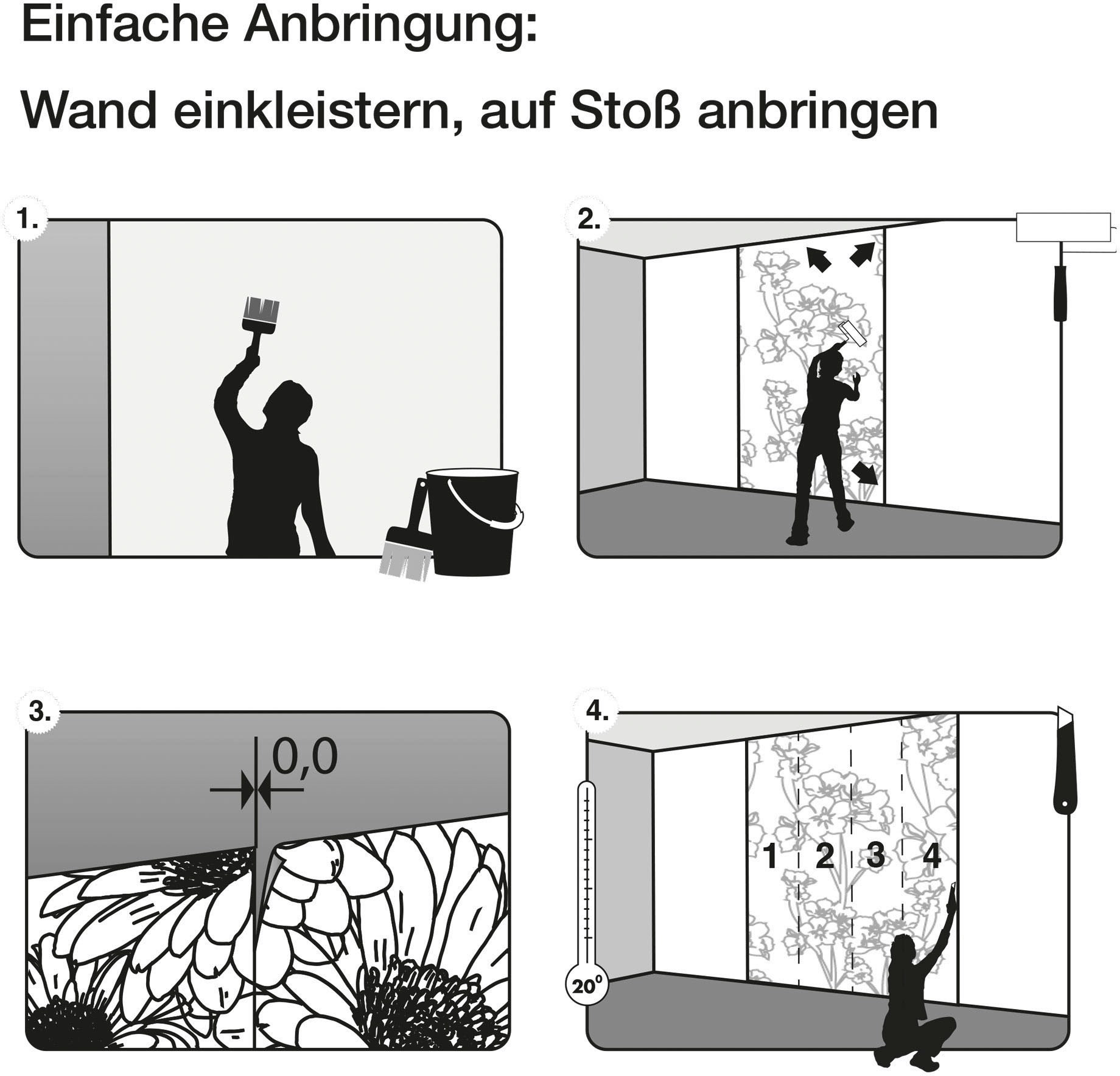 Komar Vliestapete »Digitaldruck Vlies - Strawberry Streets - Größe 200 x 250 cm«, bedruckt, Wohnzimmer, Schlafzimmer