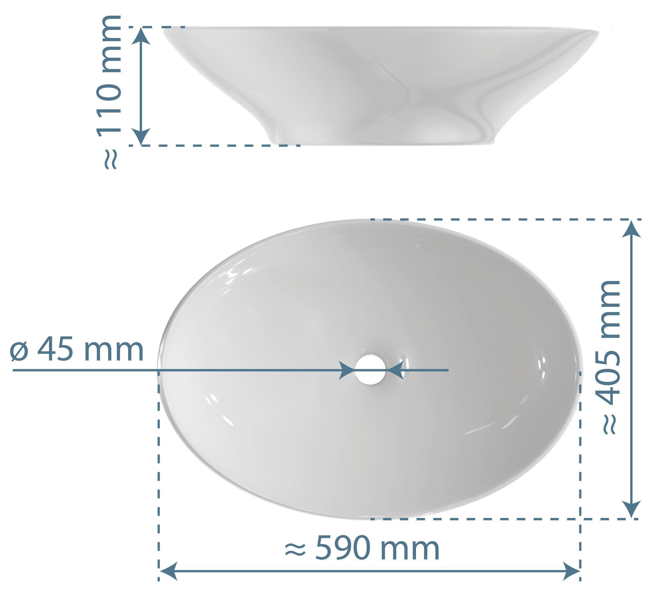 Schütte Aufsatzwaschbecken »TASSONI BOWL«, hochwertiger, glatter Glanzoberfläche