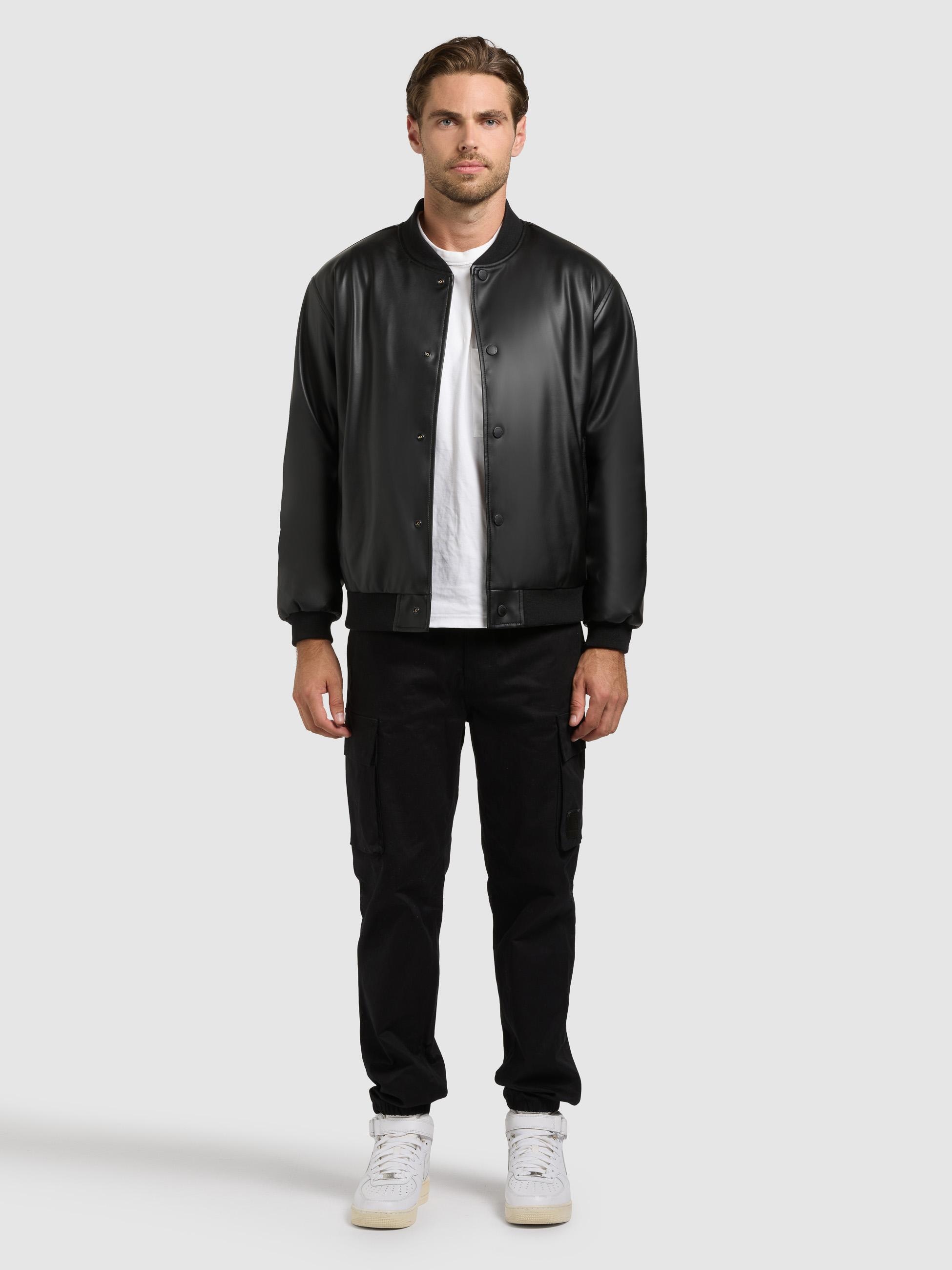 khujo Bomberjacke »Bomberjacke Cale« ohne Kapuze Lässige Herren Kunstlederjacke