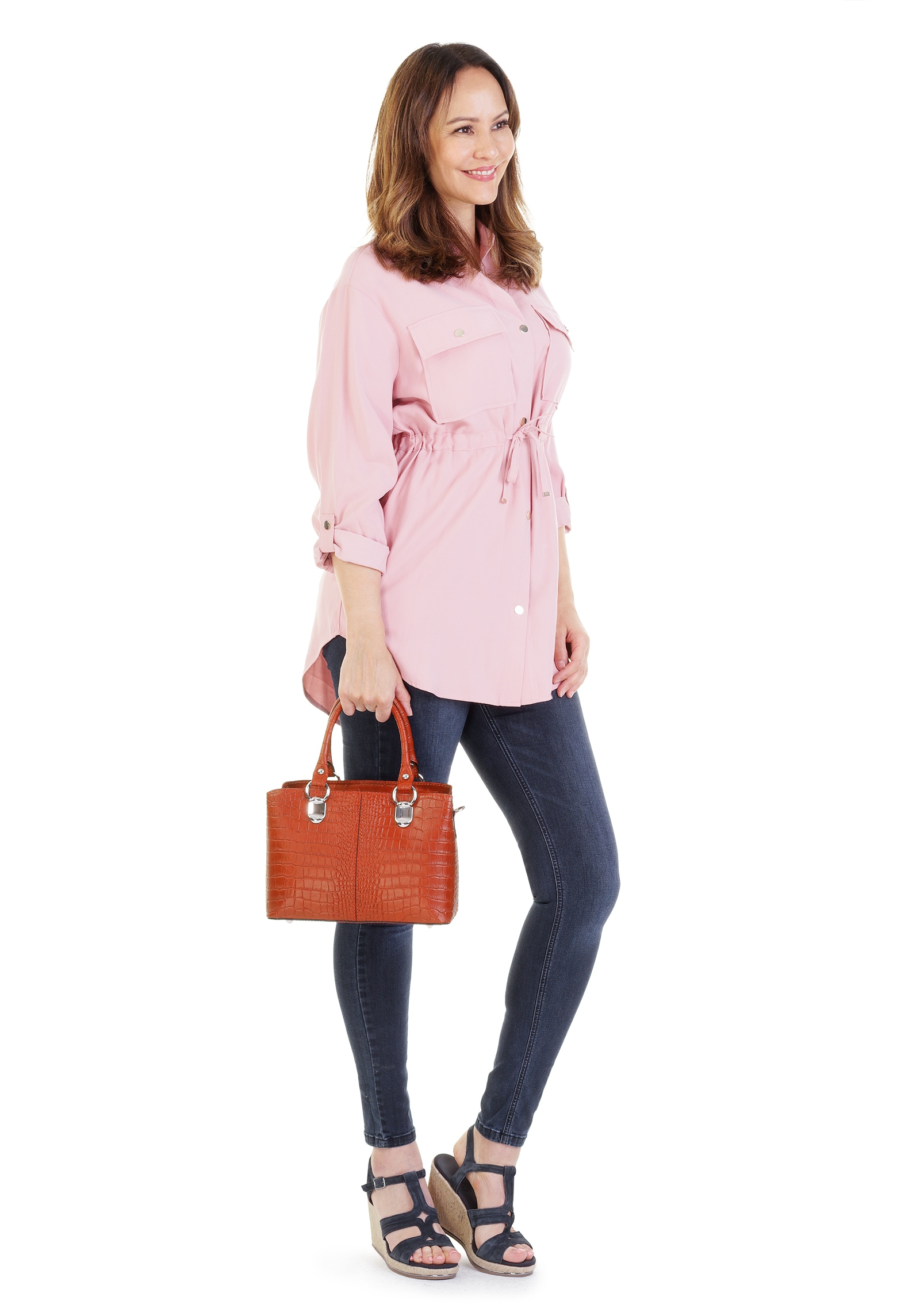 Cluty Umhängetasche, echt Leder, Made in Italy