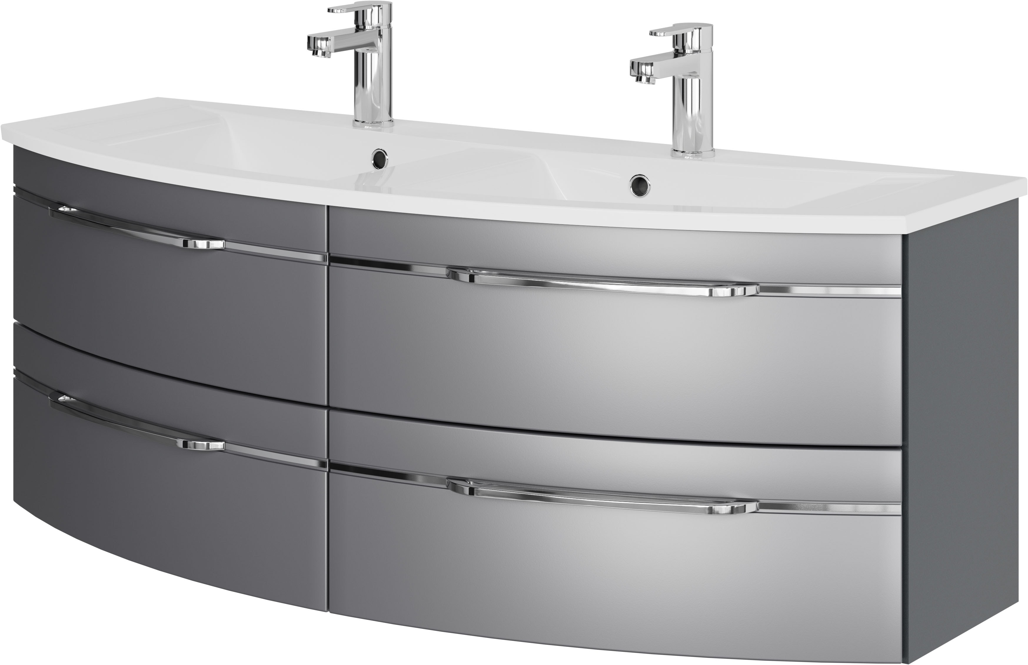 Saphir Waschtisch »Serie 7045 Mineralmarmor-Waschtisch und Unterschrank in grau, Größe B/H/T: 131 cm x 50,2 cm x 51,8 cm