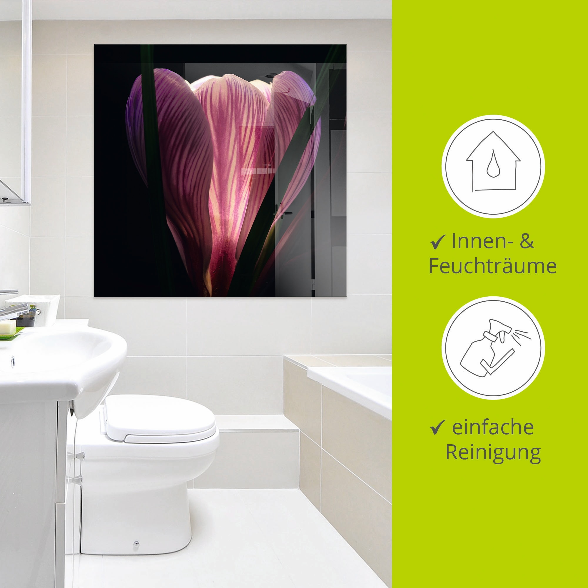 Artland Glasbild »Beleuchtet«, Blumen, (1 St.), in verschiedenen Größen
